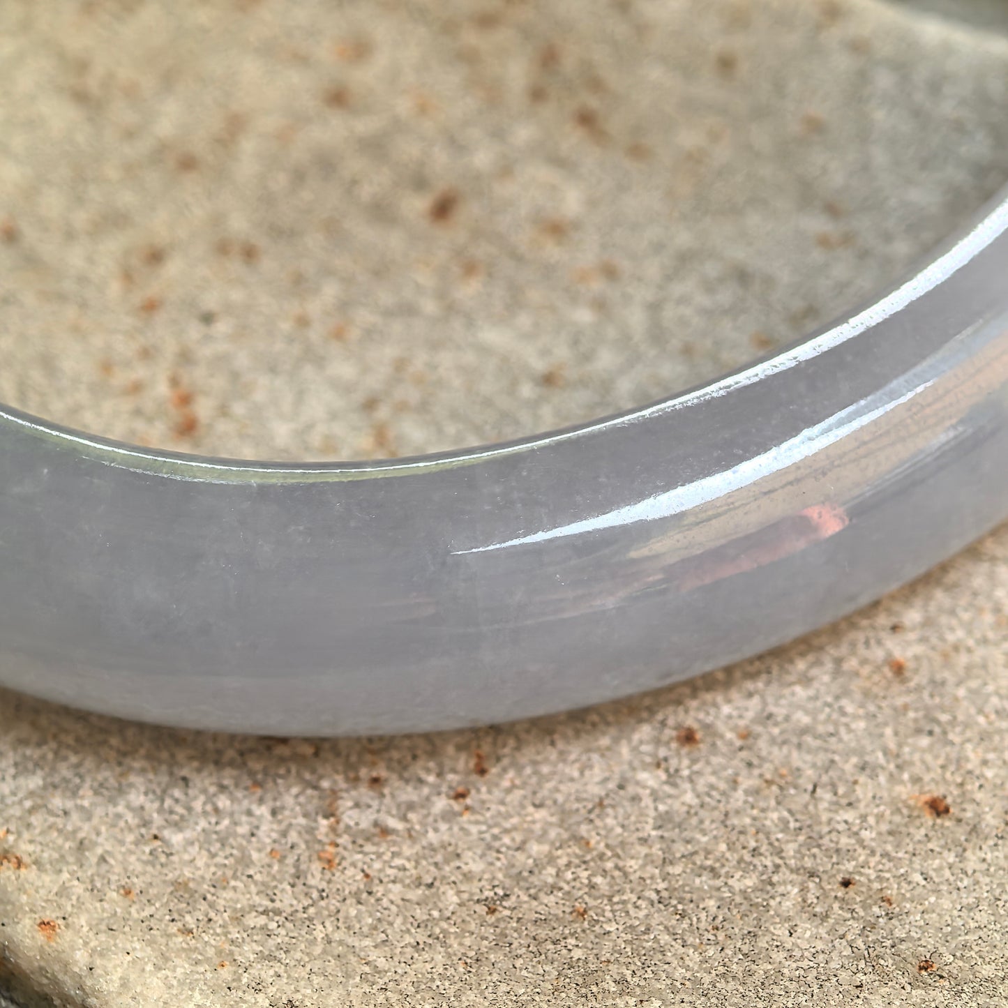 Natural Grade-A Icy Glutinous Blue-Lavender Oval Jadeite Bangle · Burmese Jade 54mm