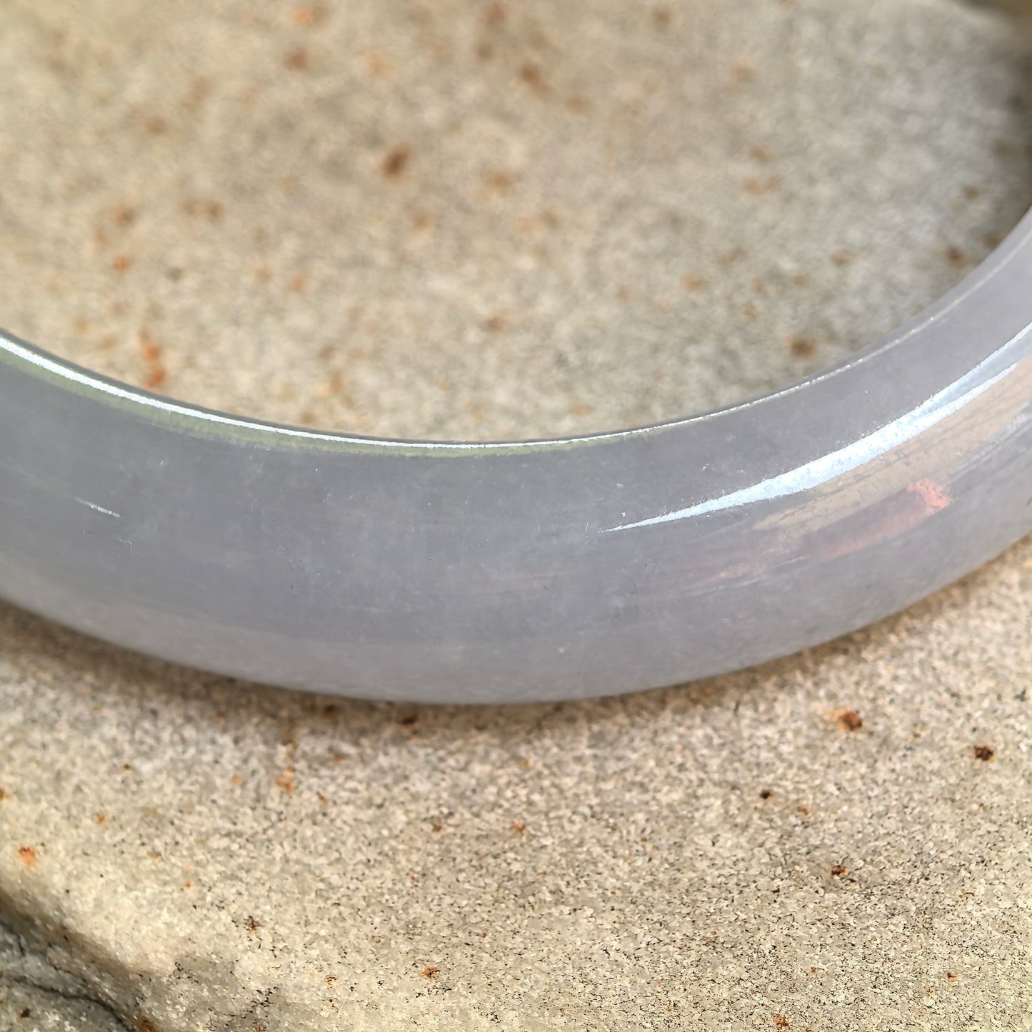 Natural Grade-A Icy Glutinous Blue-Lavender Oval Jadeite Bangle · Burmese Jade 54mm