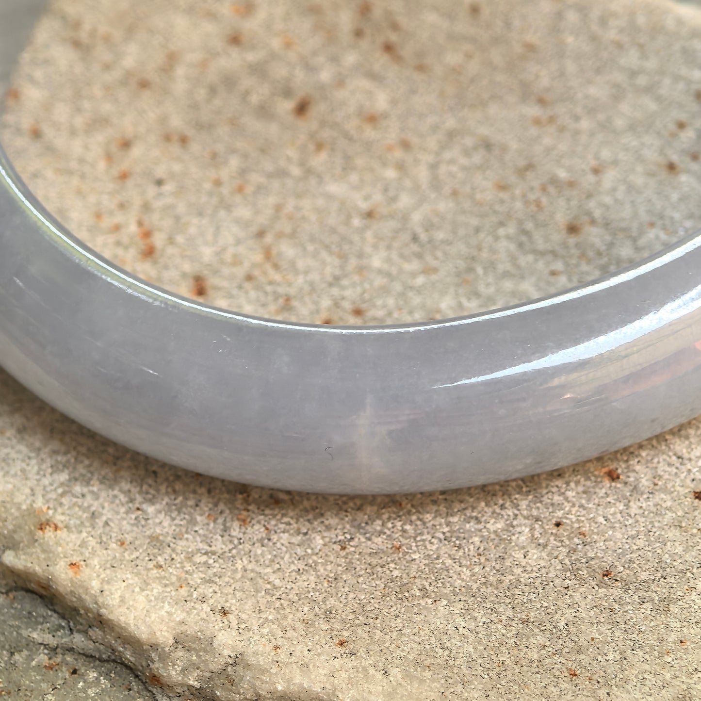 Natural Grade-A Icy Glutinous Blue-Lavender Oval Jadeite Bangle · Burmese Jade 54mm