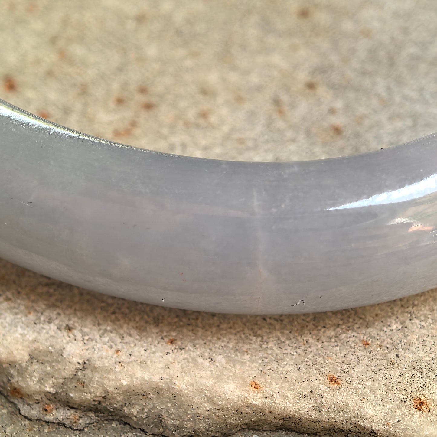 Natural Grade-A Icy Glutinous Blue-Lavender Oval Jadeite Bangle · Burmese Jade 54mm