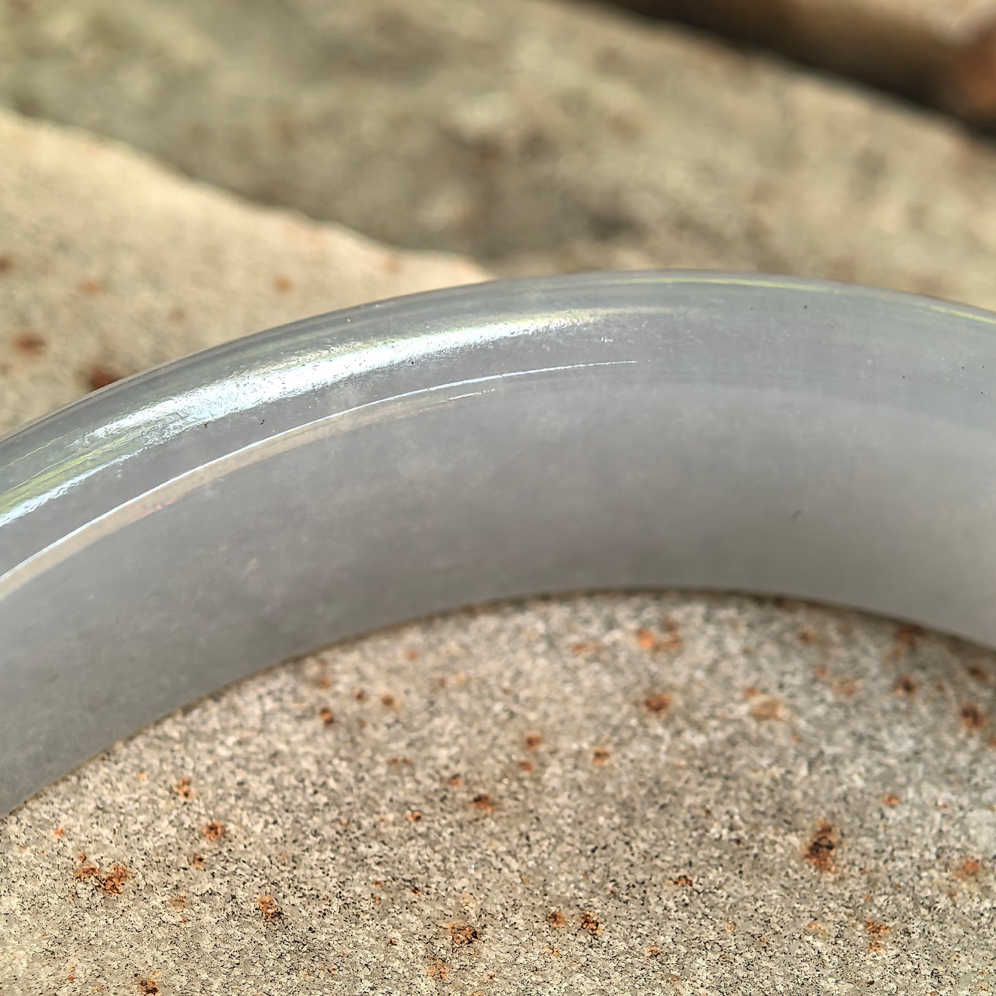 Natural Grade-A Icy Glutinous Blue-Lavender Oval Jadeite Bangle · Burmese Jade 54mm