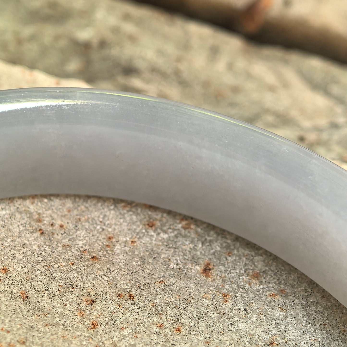 Natural Grade-A Icy Glutinous Blue-Lavender Oval Jadeite Bangle · Burmese Jade 54mm