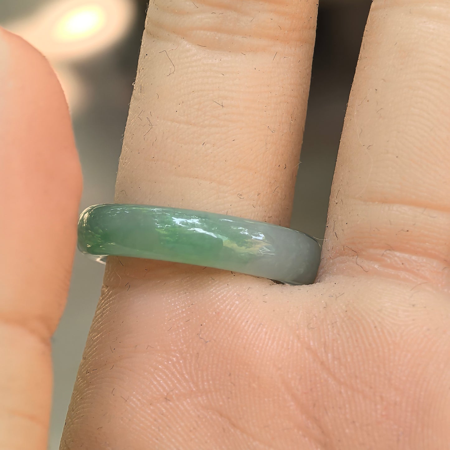 Natural Grade-A Glutinous-Icy Light Green Jadeite Ring · Burmese Jade US7.75