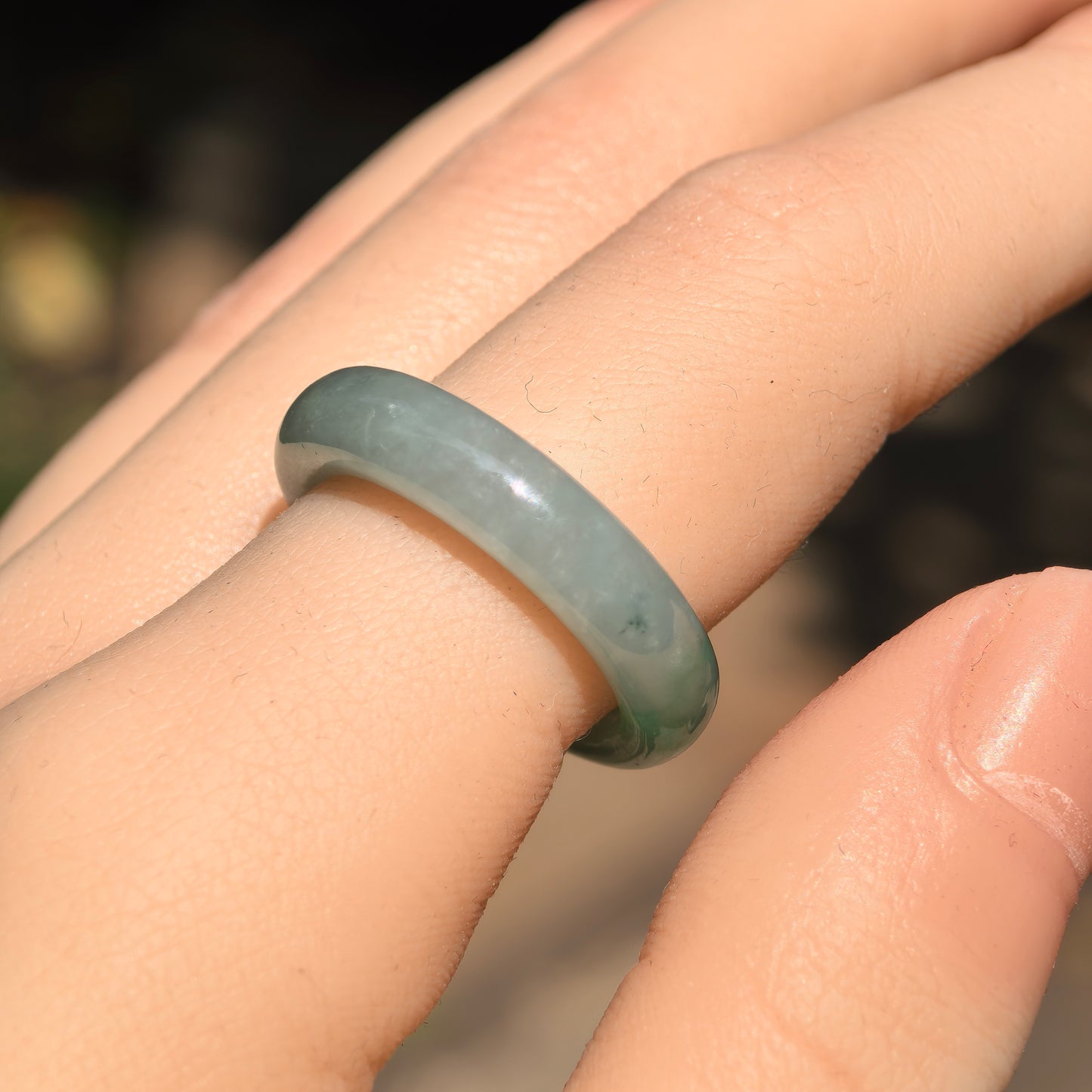 Natural Grade-A Glutinous-Icy Light Green Jadeite Ring · Burmese Jade US7.75