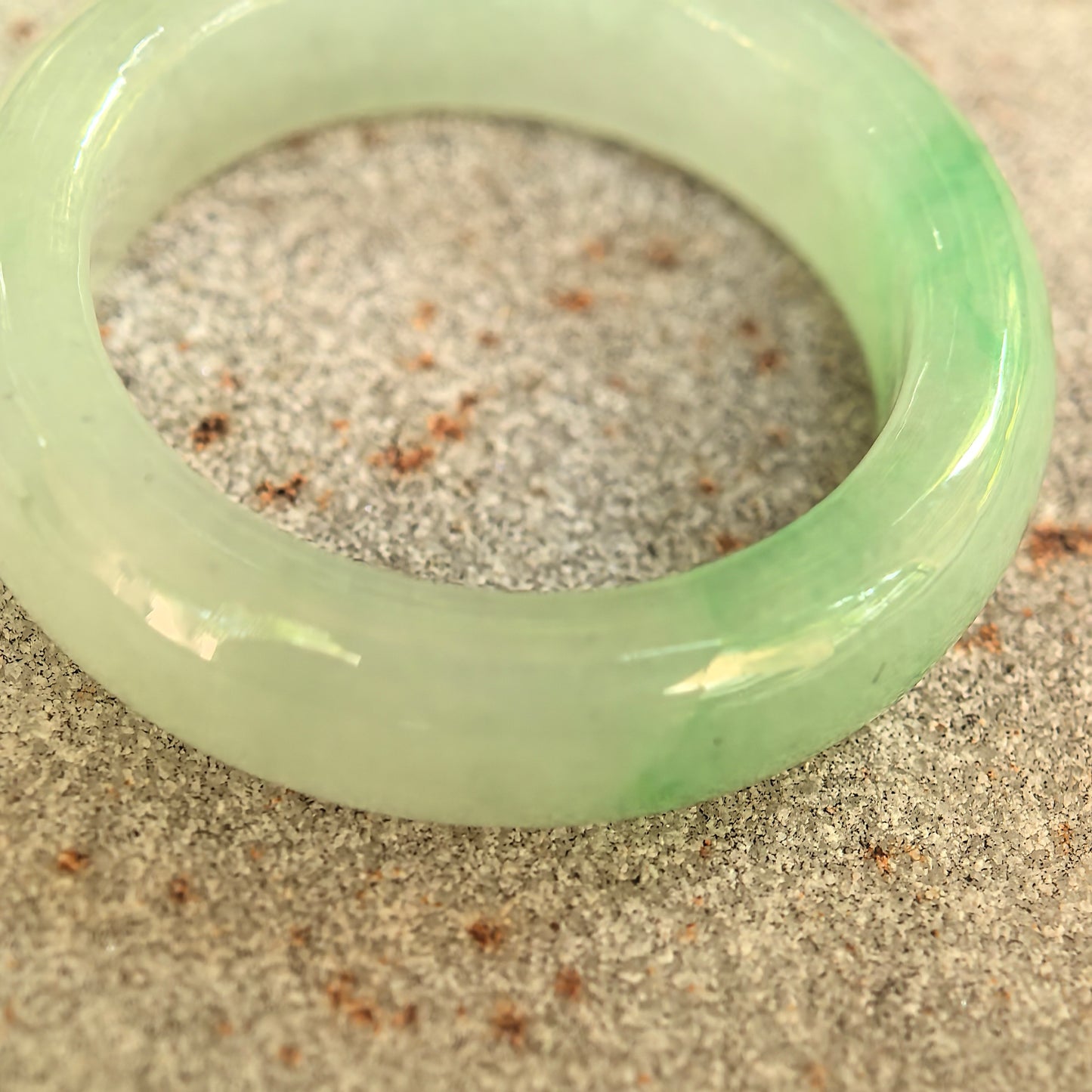 Natural Grade-A Icy Glutinous Light Green Jadeite Ring Band · Burmese Jade US7.25