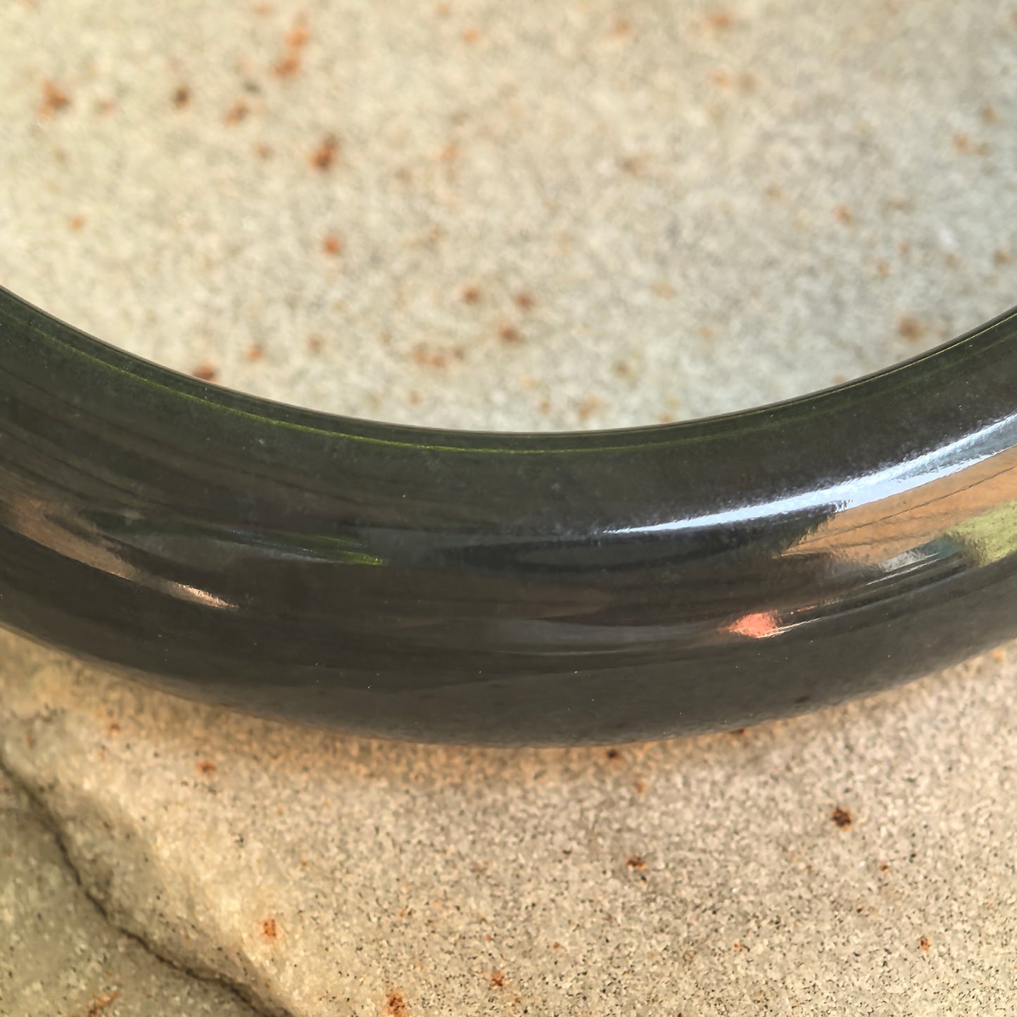 Natural Grade-A Glutinous Gray-Black D-Shape Jadeite Bangle · Burmese Jade 60mm