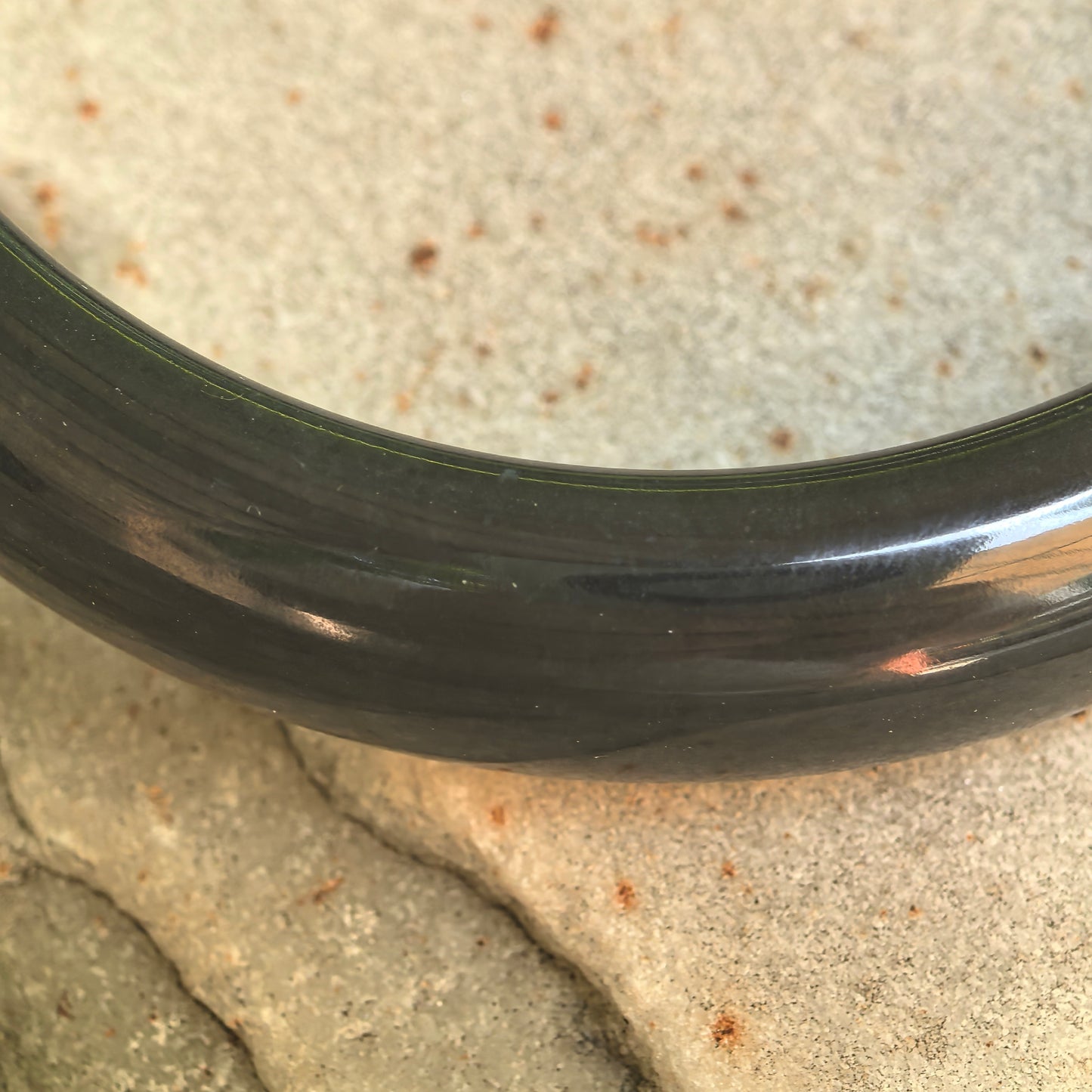 Natural Grade-A Glutinous Gray-Black D-Shape Jadeite Bangle · Burmese Jade 60mm