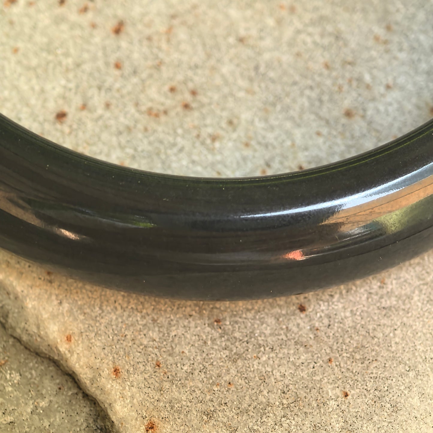 Natural Grade-A Glutinous Gray-Black D-Shape Jadeite Bangle · Burmese Jade 60mm