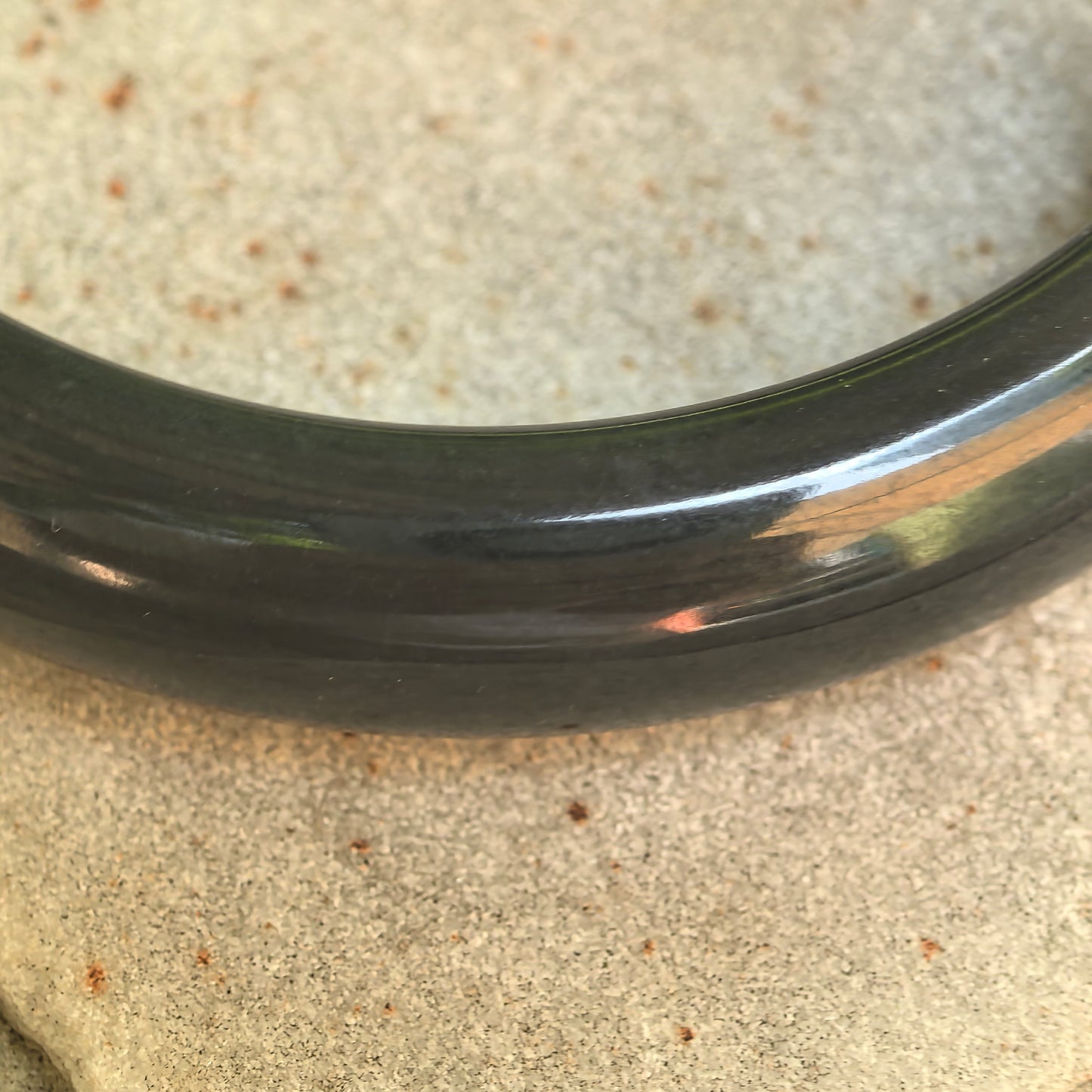 Natural Grade-A Glutinous Gray-Black D-Shape Jadeite Bangle · Burmese Jade 60mm
