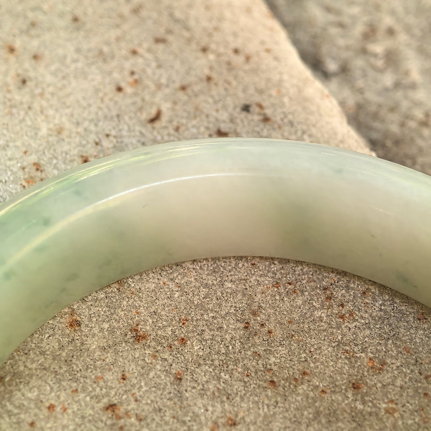 Natural Grade-A Glutinous White-Base Green Oval Jadeite Bangle · Burmese Jade 51mm