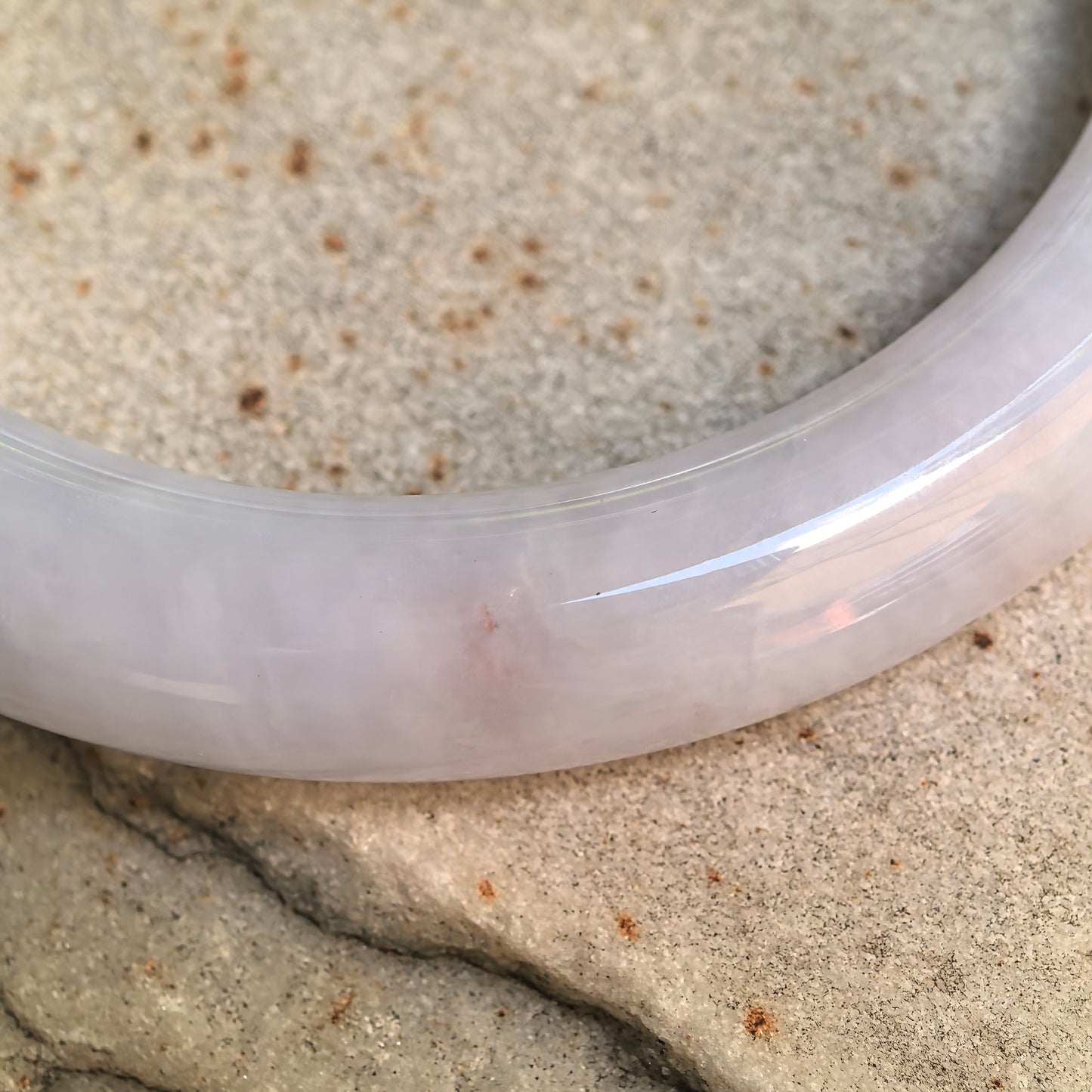 Natural Grade-A Glutinous Pale Lavender & Green Round Jadeite Bangle · Burmese Jade 55mm