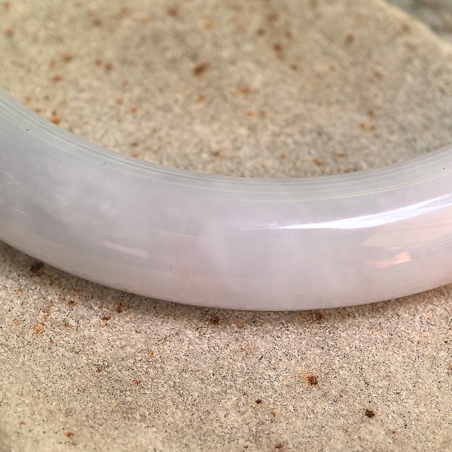Natural Grade-A Glutinous Pale Lavender & Green Round Jadeite Bangle · Burmese Jade 55mm
