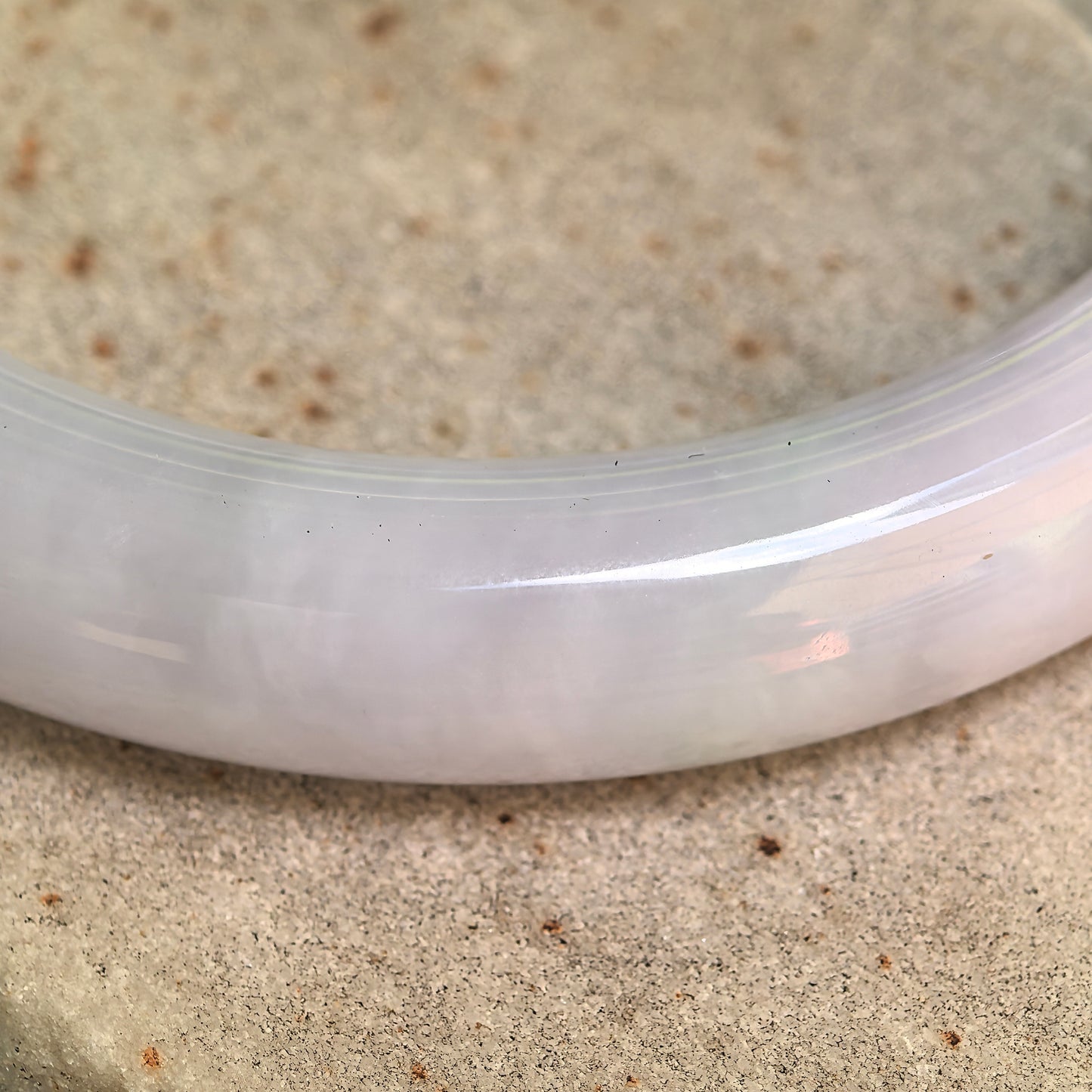 Natural Grade-A Glutinous Pale Lavender & Green Round Jadeite Bangle · Burmese Jade 55mm