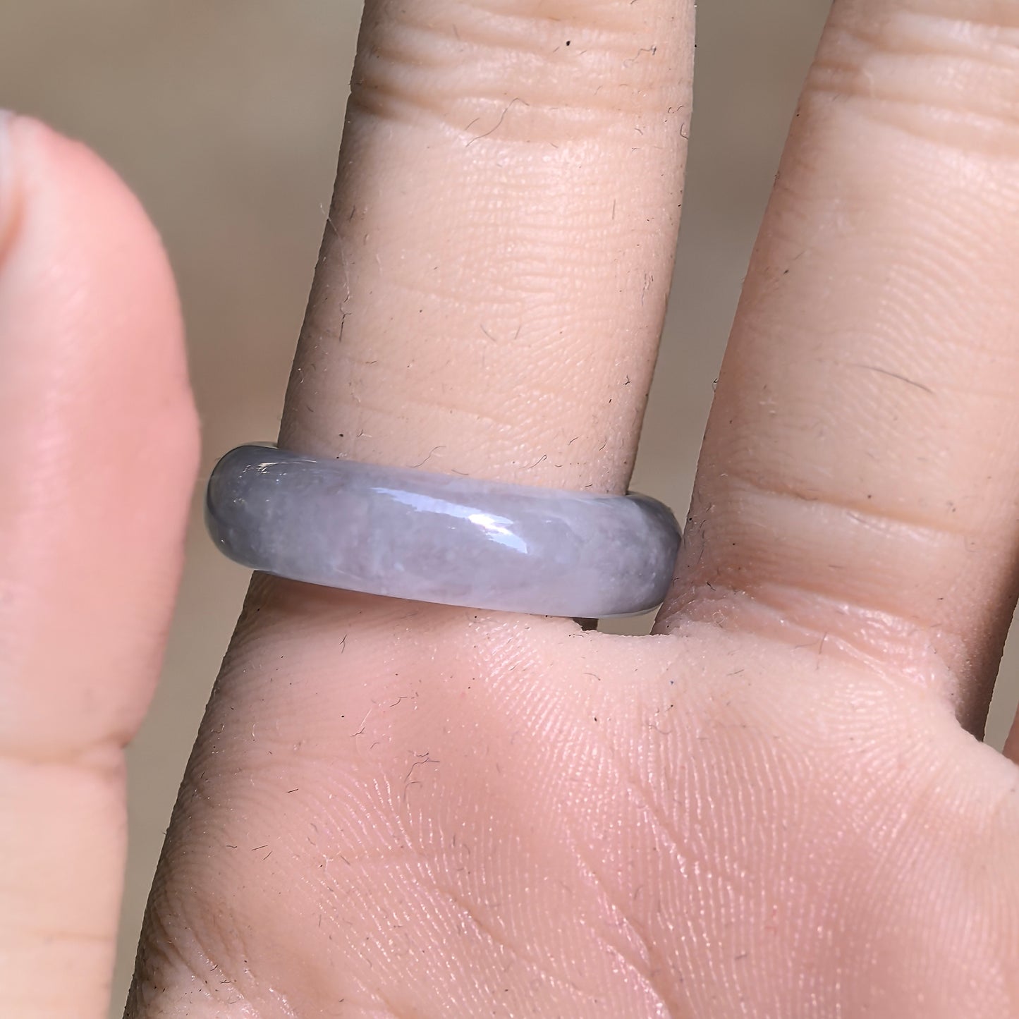 Natural Grade-A Icy Glutinous Half-Yellow Jadeite Ring Band · Burmese Jade US7.75