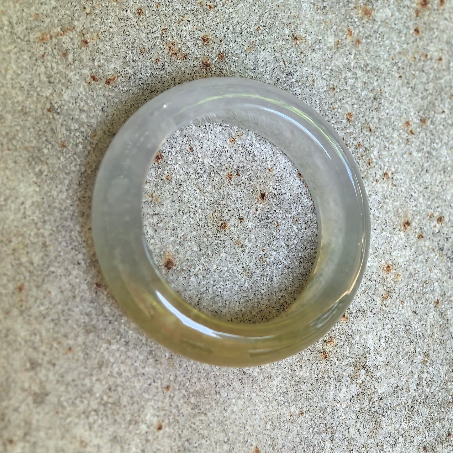 Natural Grade-A Icy Glutinous Half-Yellow Jadeite Ring Band · Burmese Jade US7.75