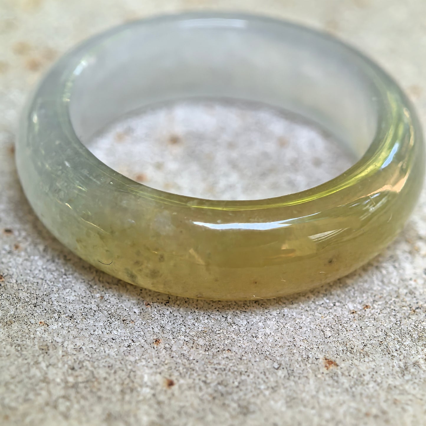 Natural Grade-A Icy Glutinous Half-Yellow Jadeite Ring Band · Burmese Jade US7.75