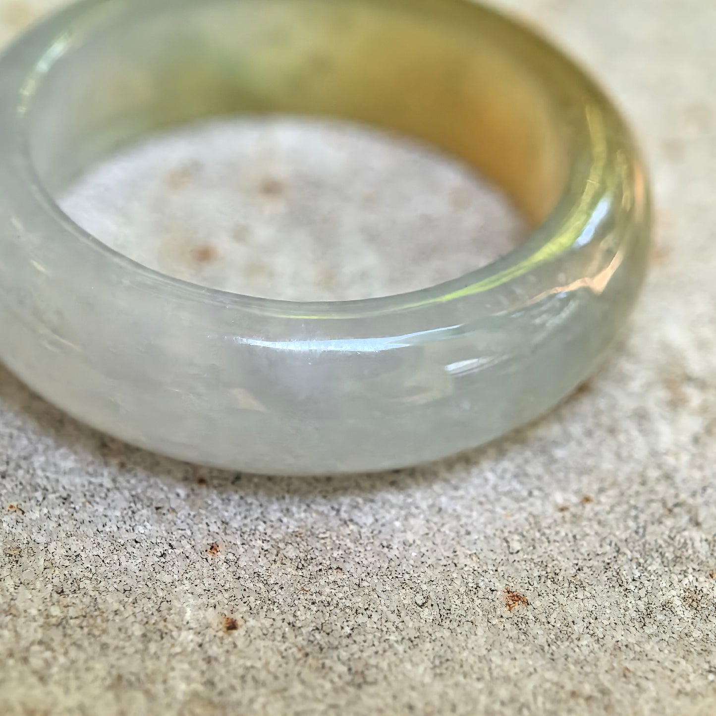 Natural Grade-A Icy Glutinous Half-Yellow Jadeite Ring Band · Burmese Jade US7.75