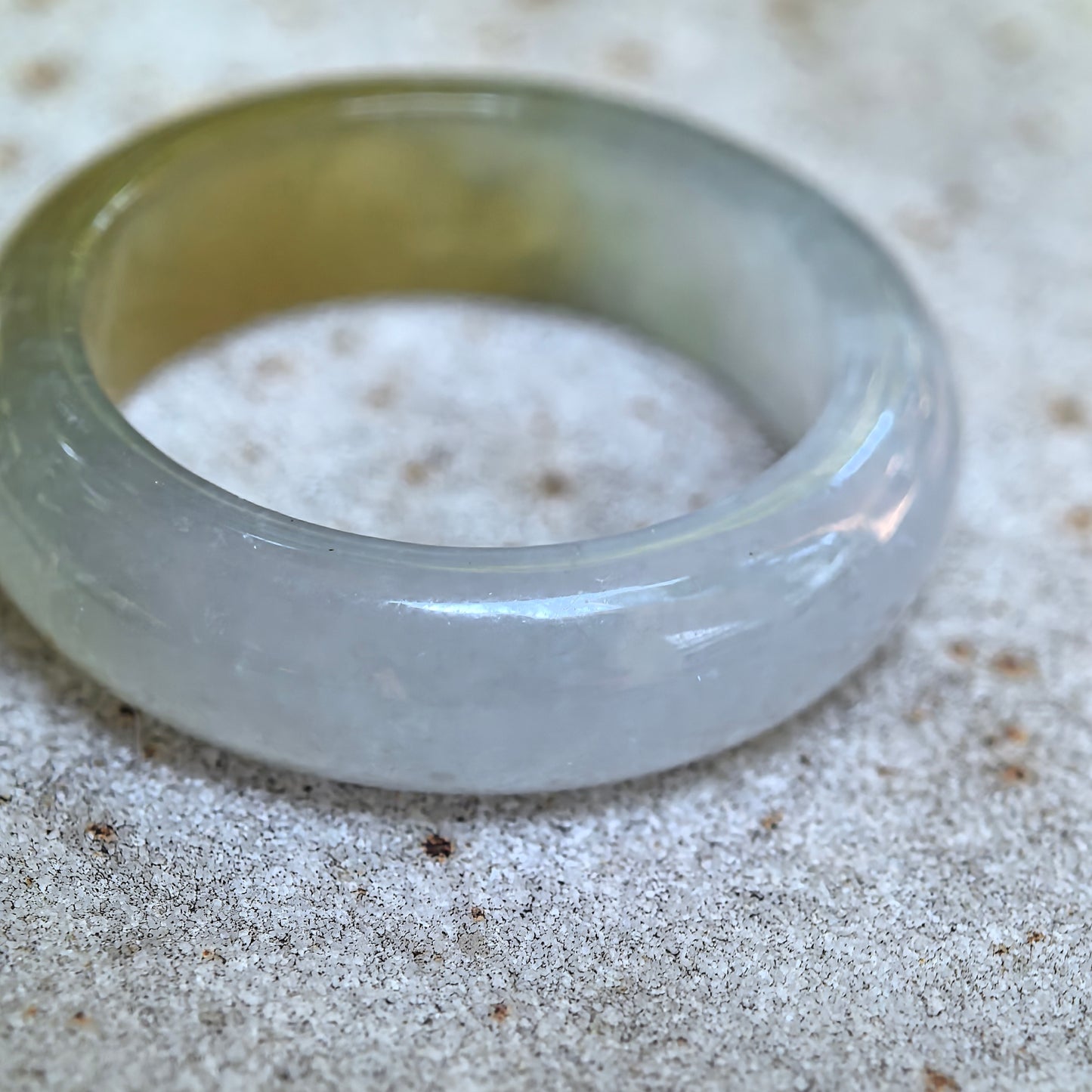 Natural Grade-A Icy Glutinous Half-Yellow Jadeite Ring Band · Burmese Jade US7.75