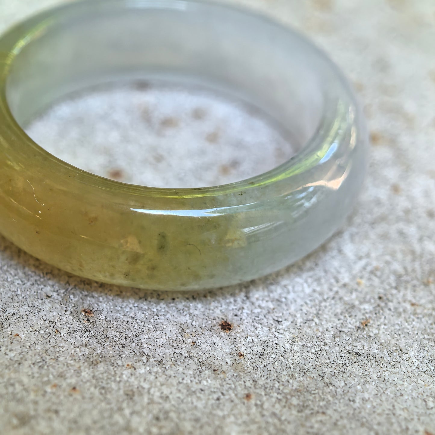Natural Grade-A Icy Glutinous Half-Yellow Jadeite Ring Band · Burmese Jade US7.75