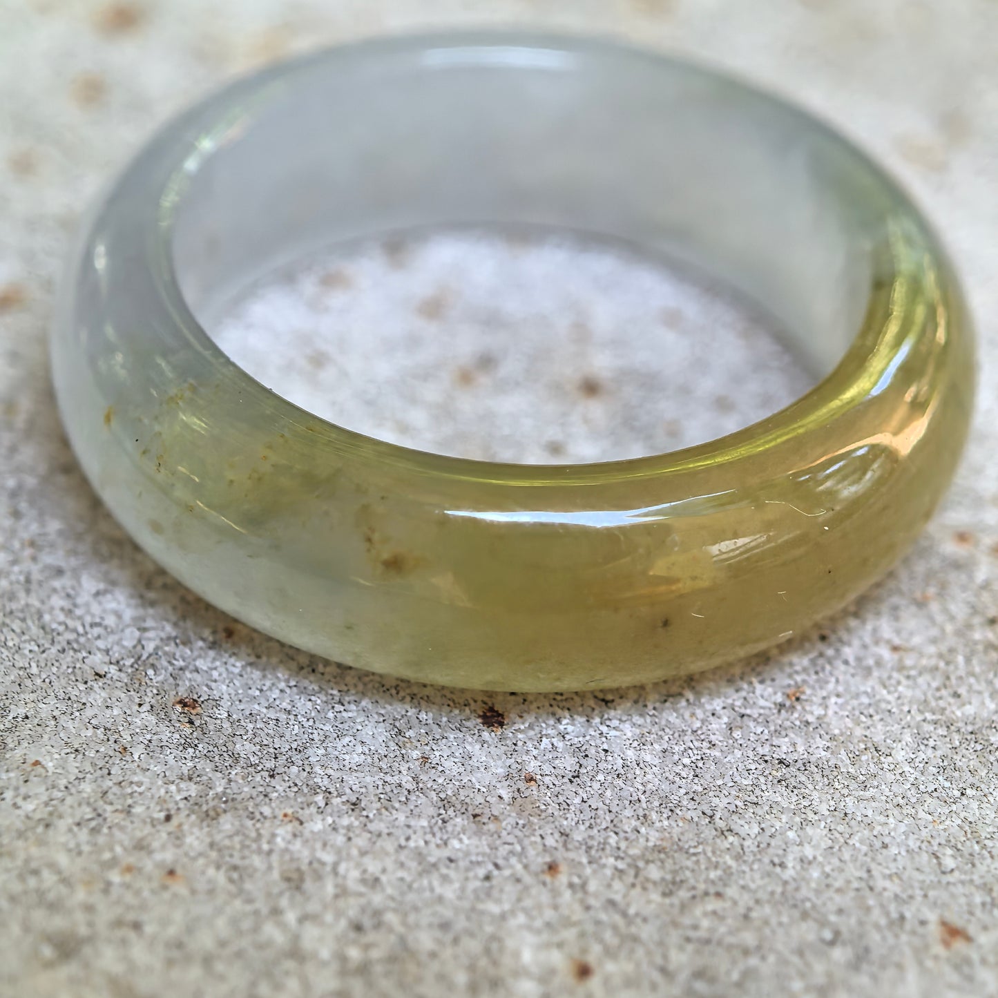 Natural Grade-A Icy Glutinous Half-Yellow Jadeite Ring Band · Burmese Jade US7.75