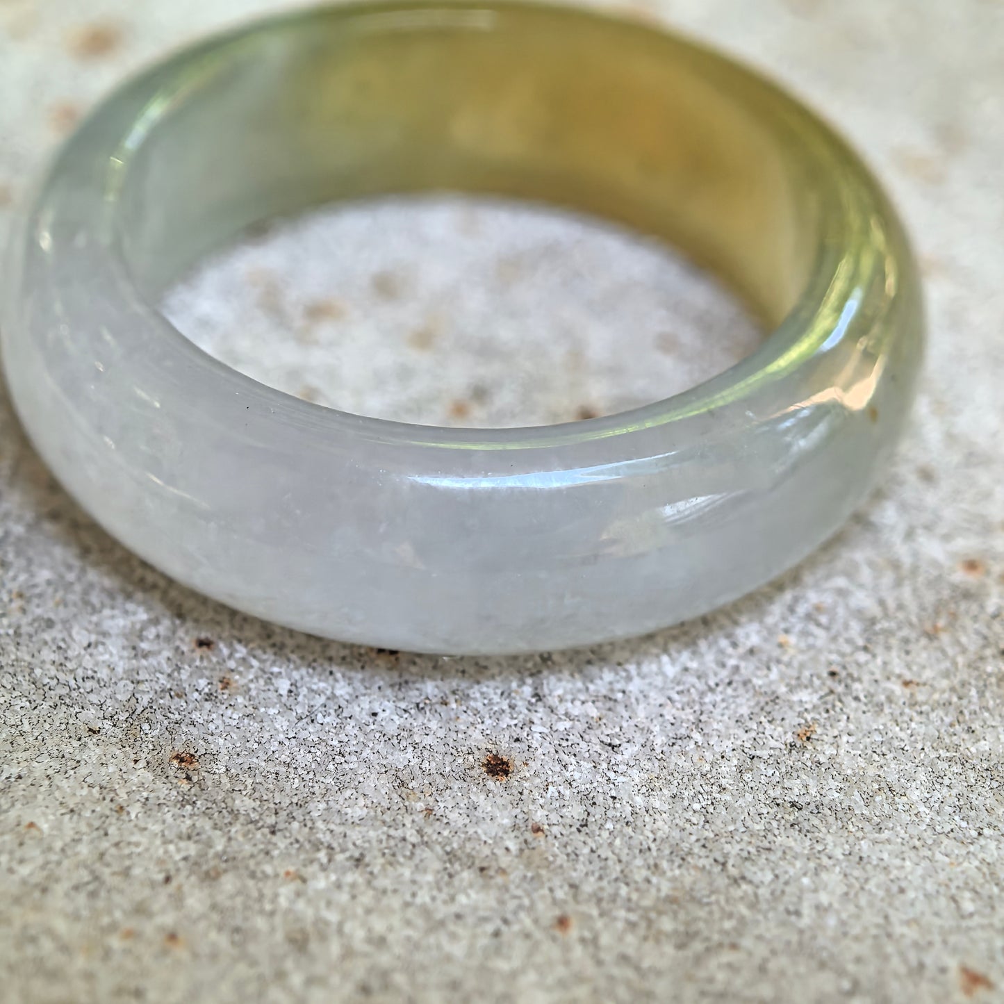 Natural Grade-A Icy Glutinous Half-Yellow Jadeite Ring Band · Burmese Jade US7.75