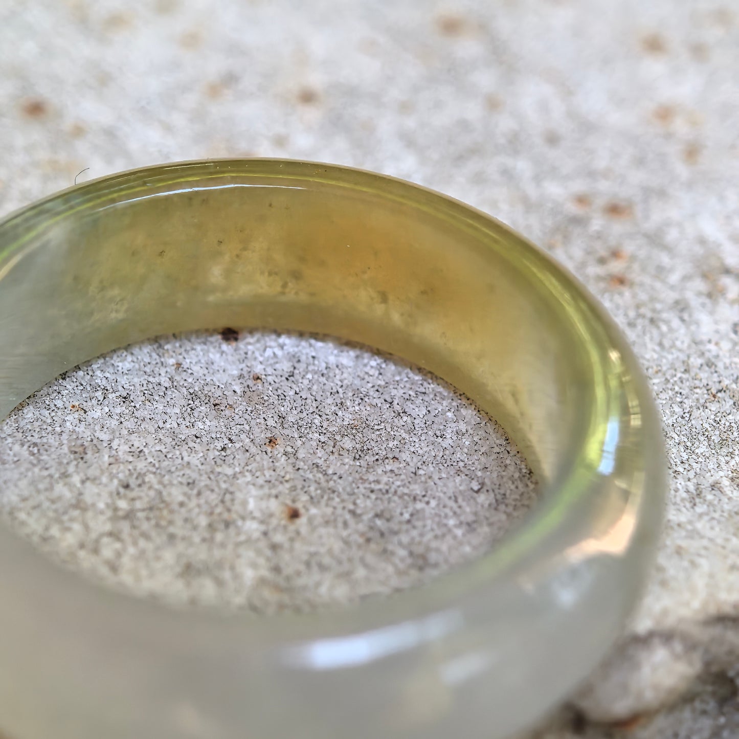 Natural Grade-A Icy Glutinous Half-Yellow Jadeite Ring Band · Burmese Jade US7.75