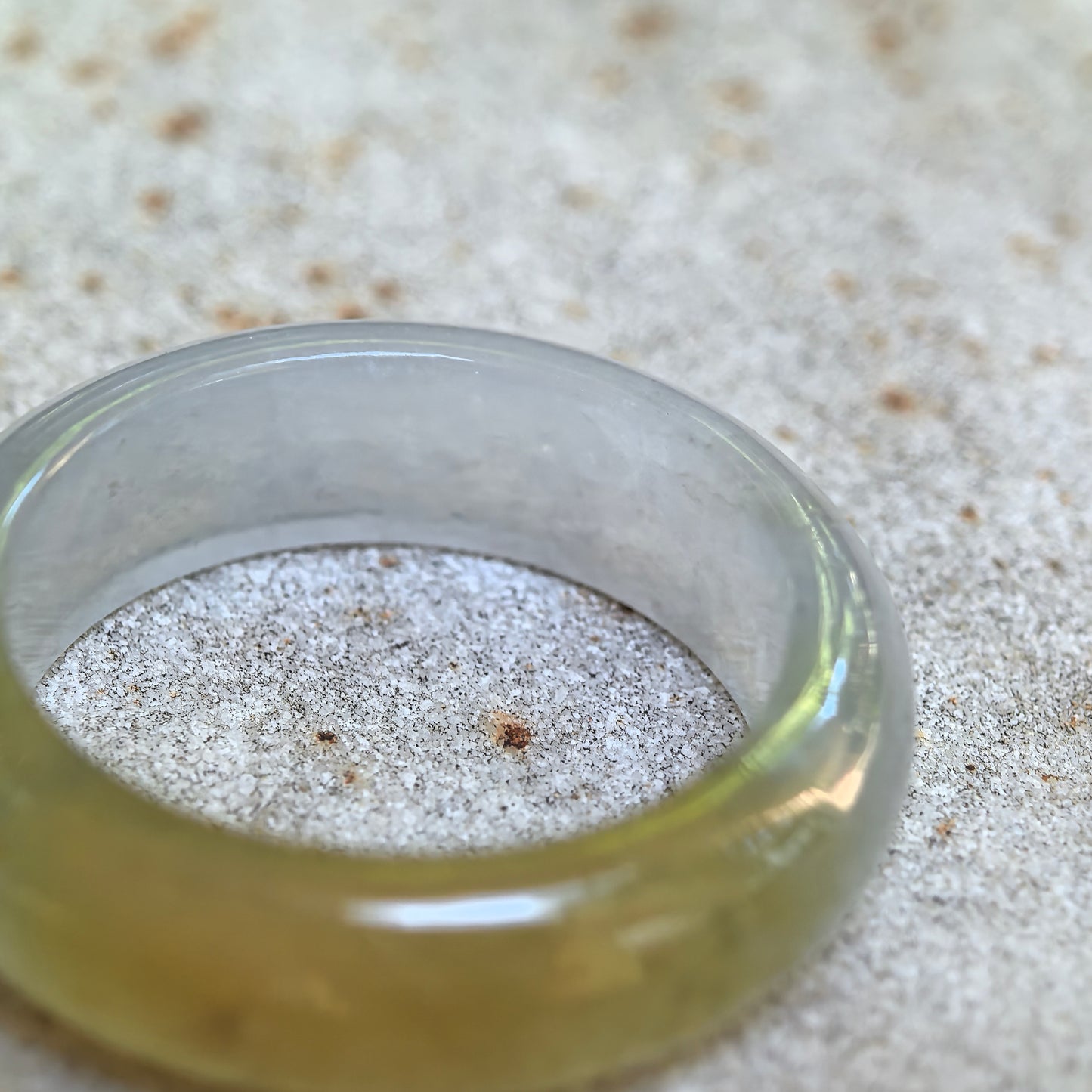 Natural Grade-A Icy Glutinous Half-Yellow Jadeite Ring Band · Burmese Jade US7.75