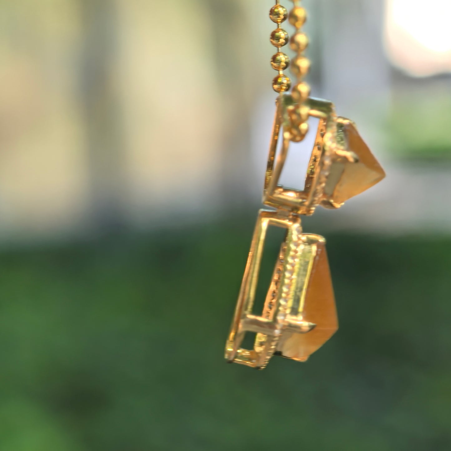 Natural Grade-A Icy Golden Yellow Freeform Jadeite Pendant · Burmese Jade