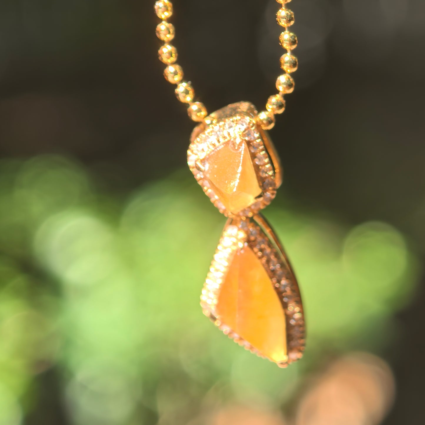 Natural Grade-A Icy Golden Yellow Freeform Jadeite Pendant · Burmese Jade