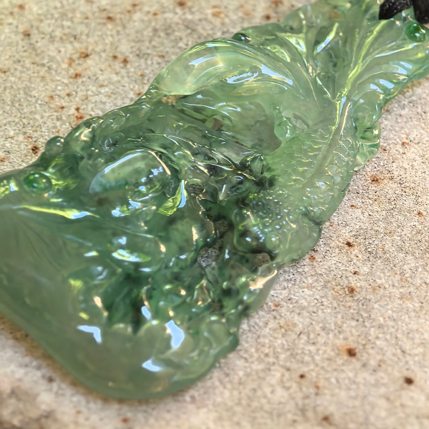 Natural Grade-A Jadeite Green Lotus and Fish Pendant · Burmese Jade