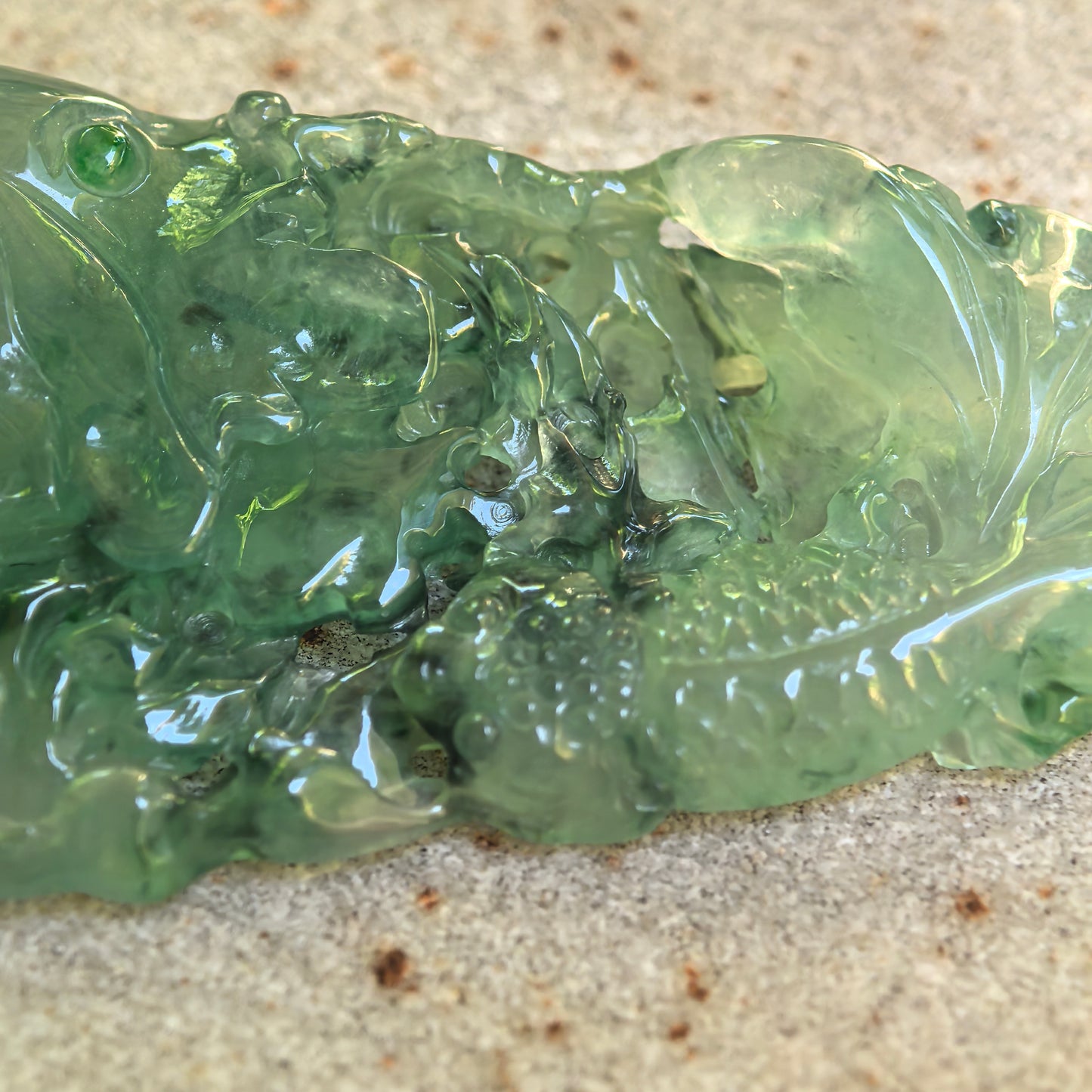 Natural Grade-A Jadeite Green Lotus and Fish Pendant · Burmese Jade