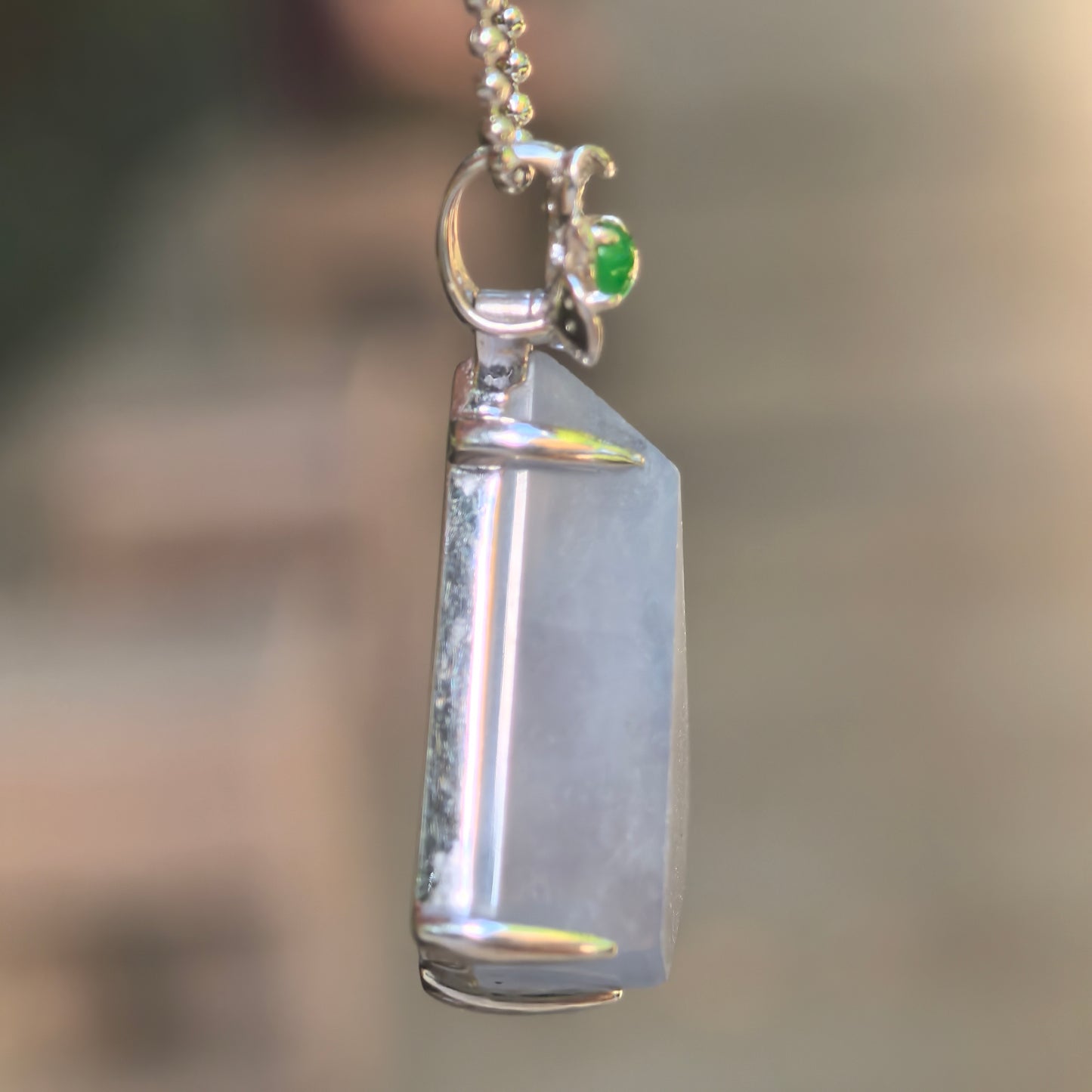 Natural Grade-A Icy Glutinous Lavender Triangular Jadeite Pendant · Burmese Jade