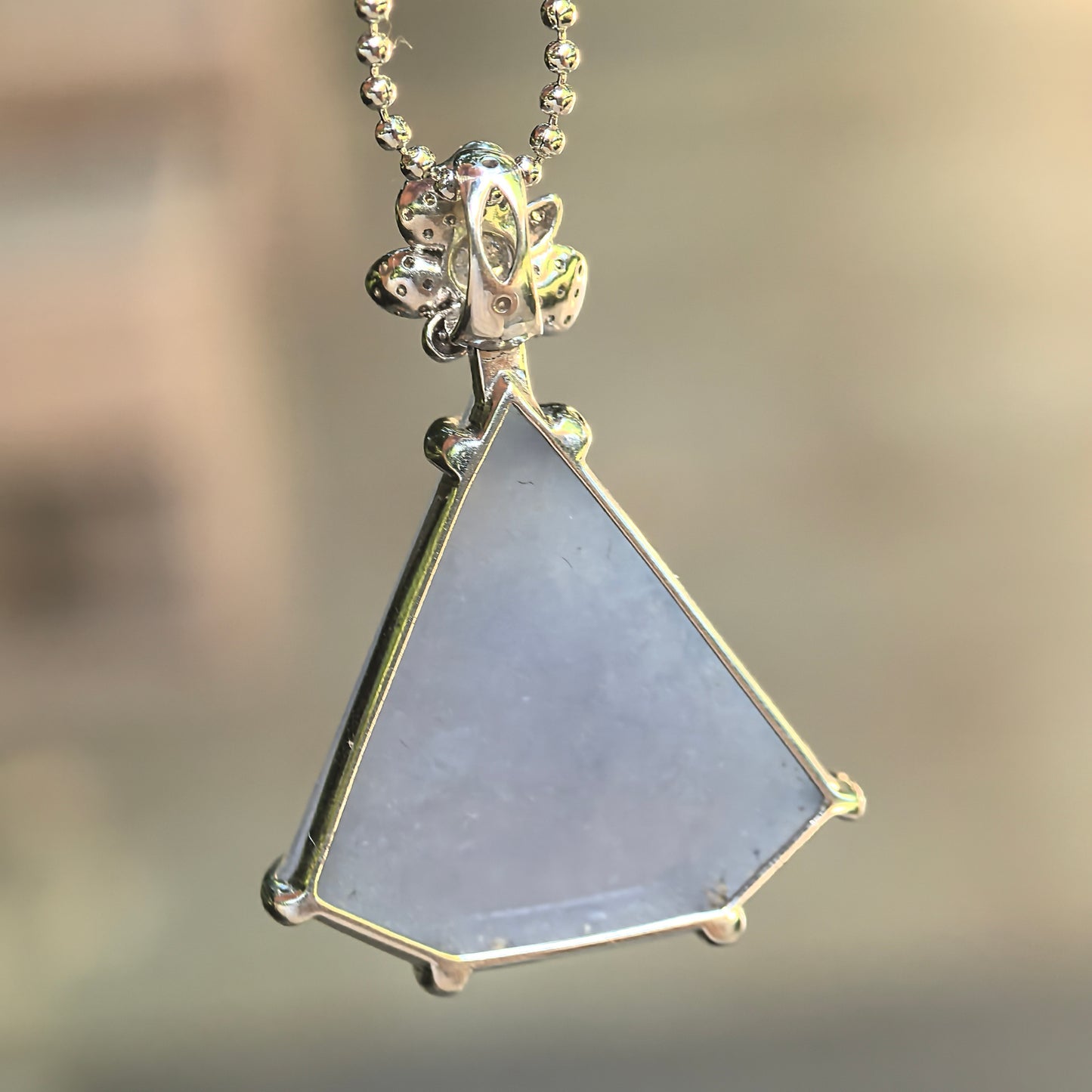 Natural Grade-A Icy Glutinous Lavender Triangular Jadeite Pendant · Burmese Jade