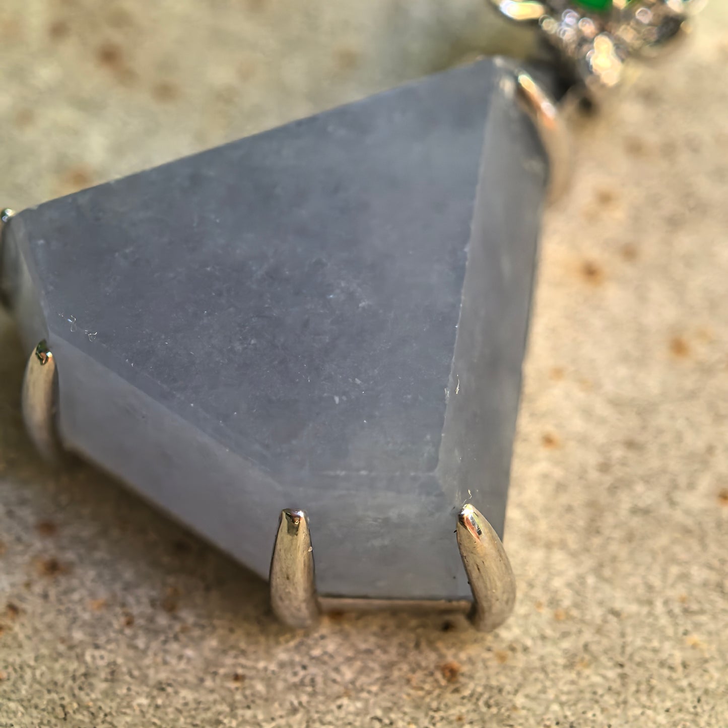 Natural Grade-A Icy Glutinous Lavender Triangular Jadeite Pendant · Burmese Jade