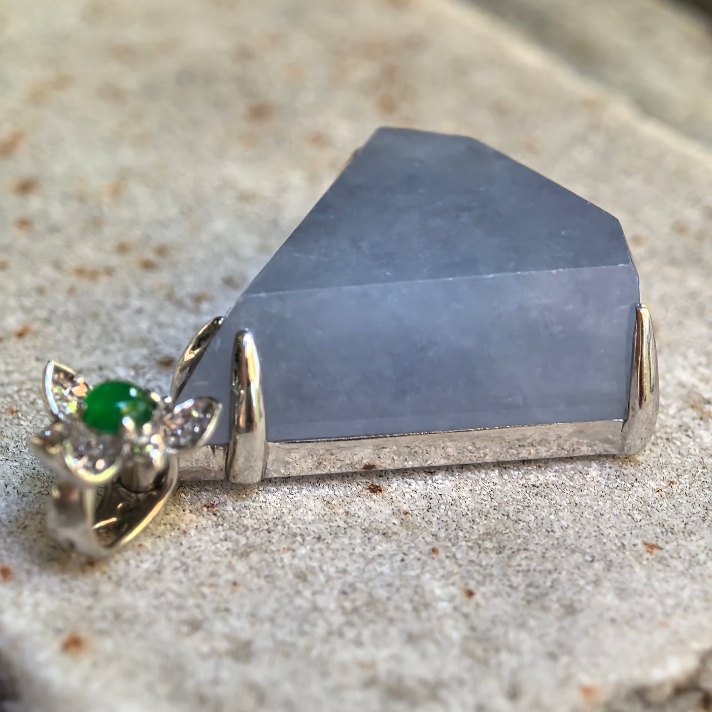 Natural Grade-A Icy Glutinous Lavender Triangular Jadeite Pendant · Burmese Jade