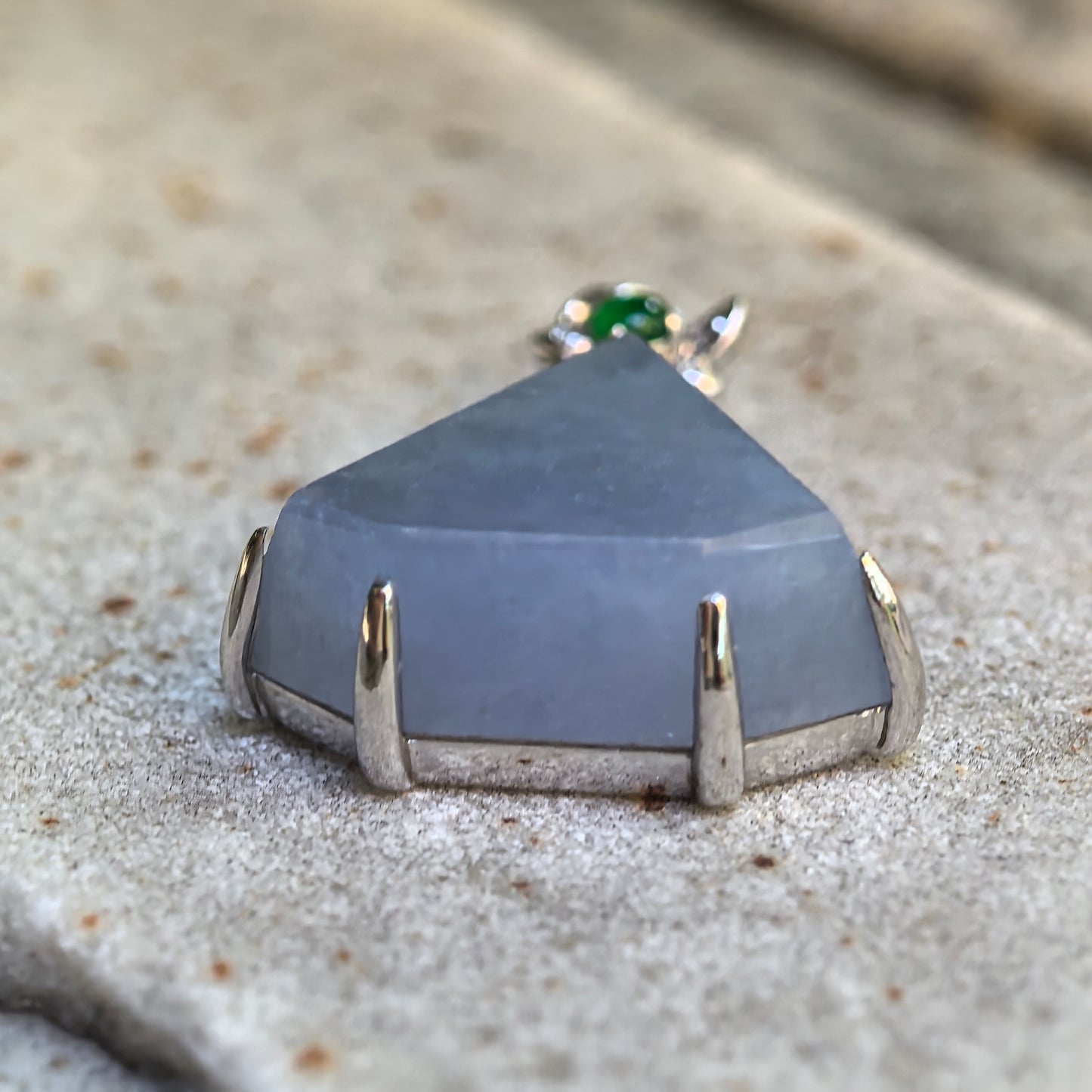 Natural Grade-A Icy Glutinous Lavender Triangular Jadeite Pendant · Burmese Jade