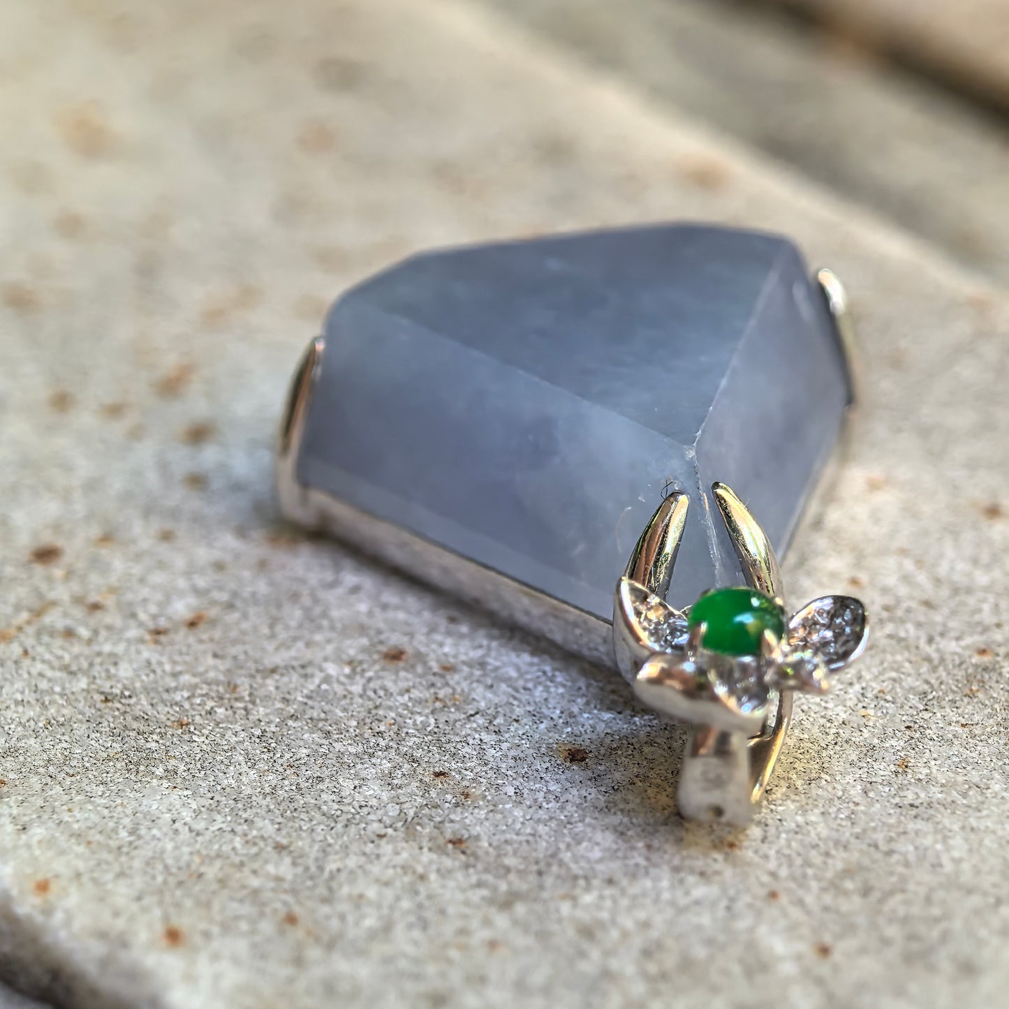 Natural Grade-A Icy Glutinous Lavender Triangular Jadeite Pendant · Burmese Jade