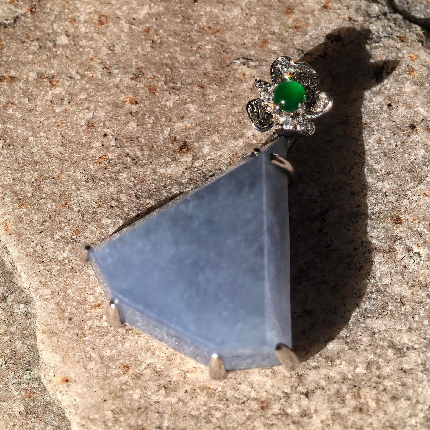 Natural Grade-A Icy Glutinous Lavender Triangular Jadeite Pendant · Burmese Jade