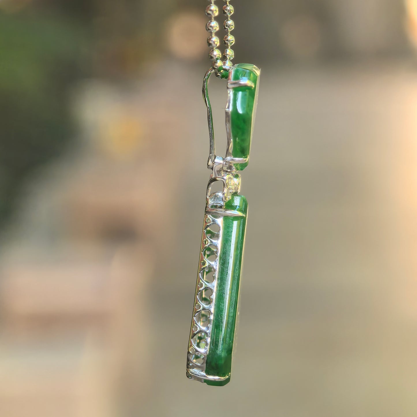 Natural Grade-A Icy Glutinous Green Bow-Tie Jadeite Pendant · Burmese Jade