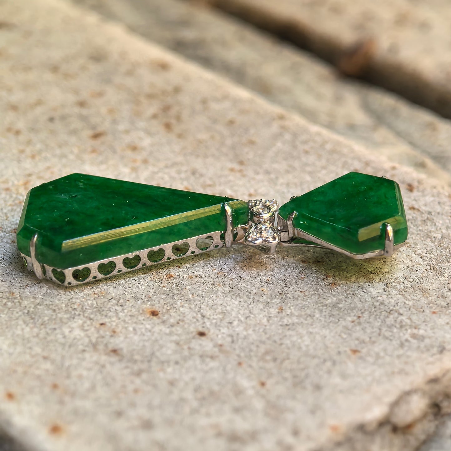Natural Grade-A Icy Glutinous Green Bow-Tie Jadeite Pendant · Burmese Jade