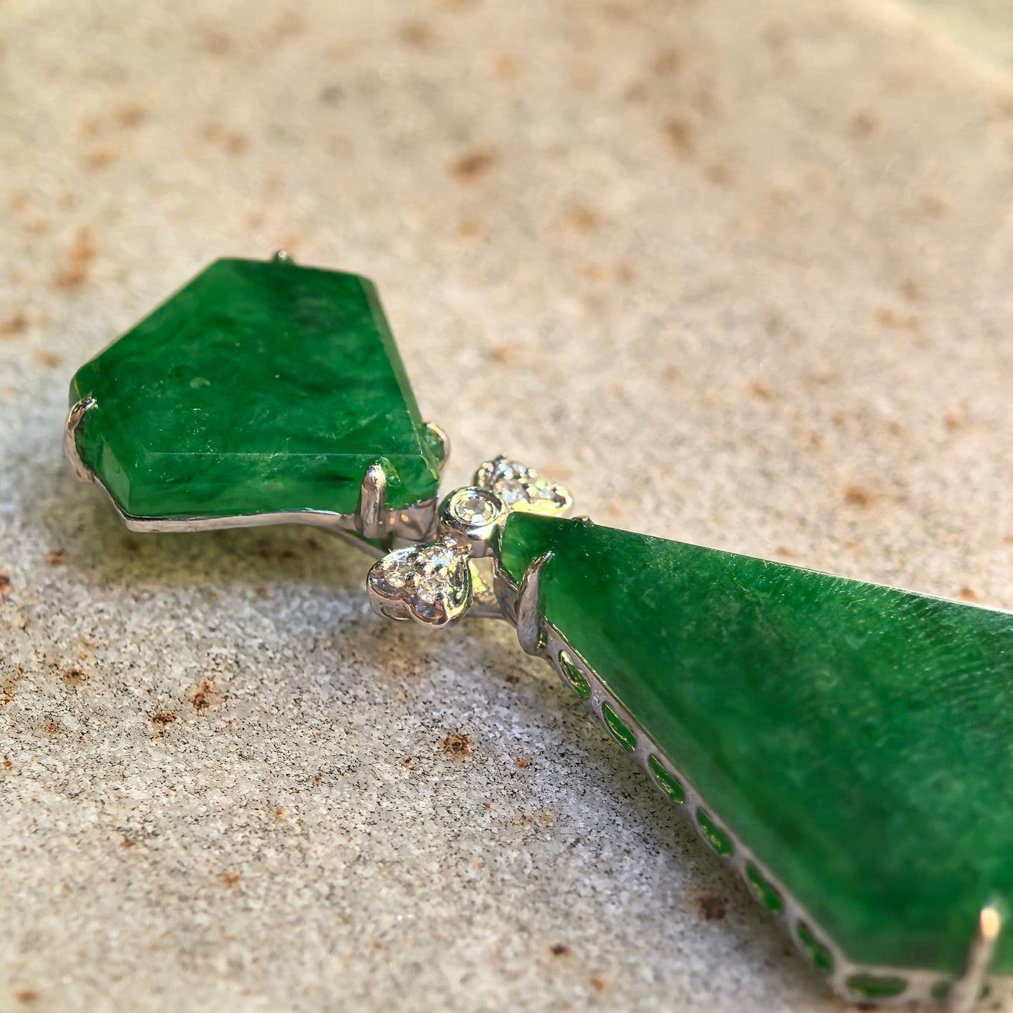 Natural Grade-A Icy Glutinous Green Bow-Tie Jadeite Pendant · Burmese Jade