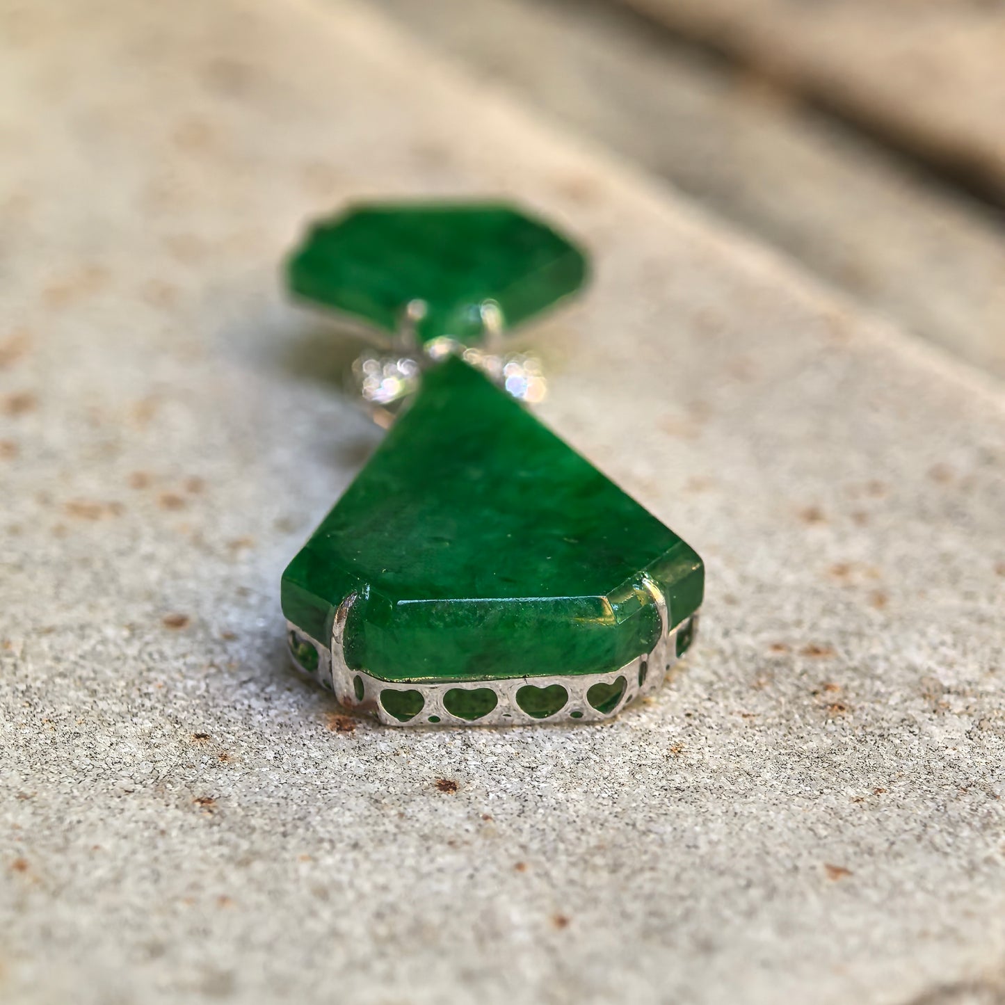Natural Grade-A Icy Glutinous Green Bow-Tie Jadeite Pendant · Burmese Jade
