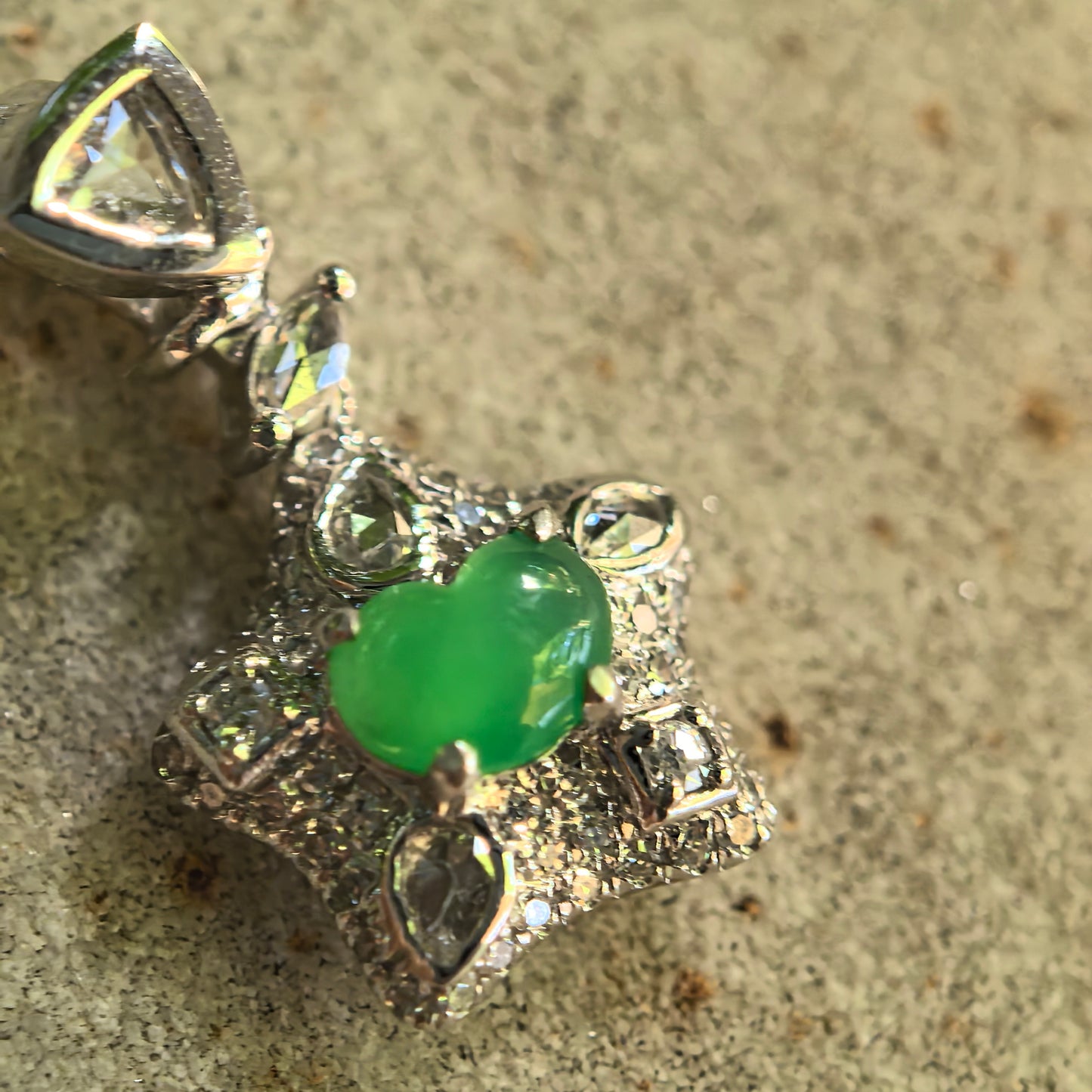 Natural Grade-A Icy Vivid Green Heart Jadeite Pendant · Burmese Jade