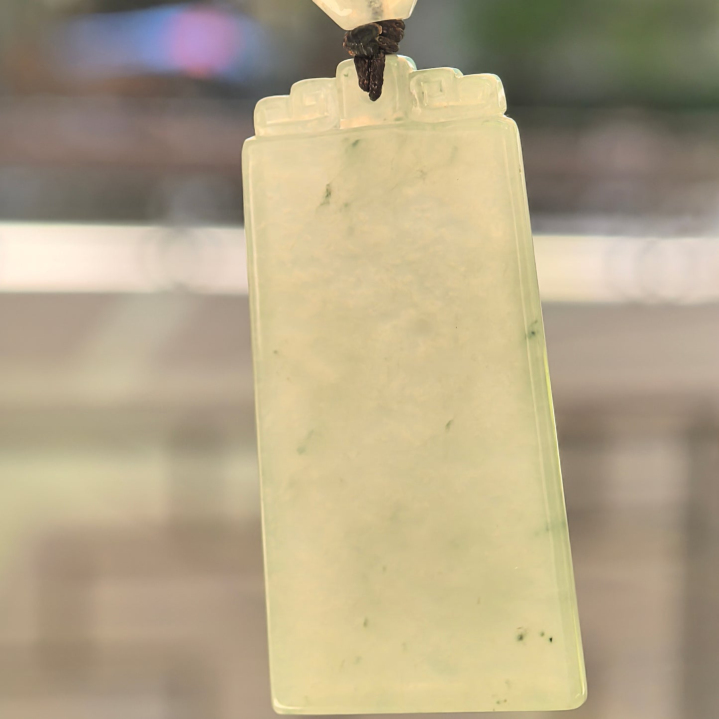 Natural Grade-A Icy Glutinous Light Green Plain Plaque Jadeite Pendant · Burmese Jade