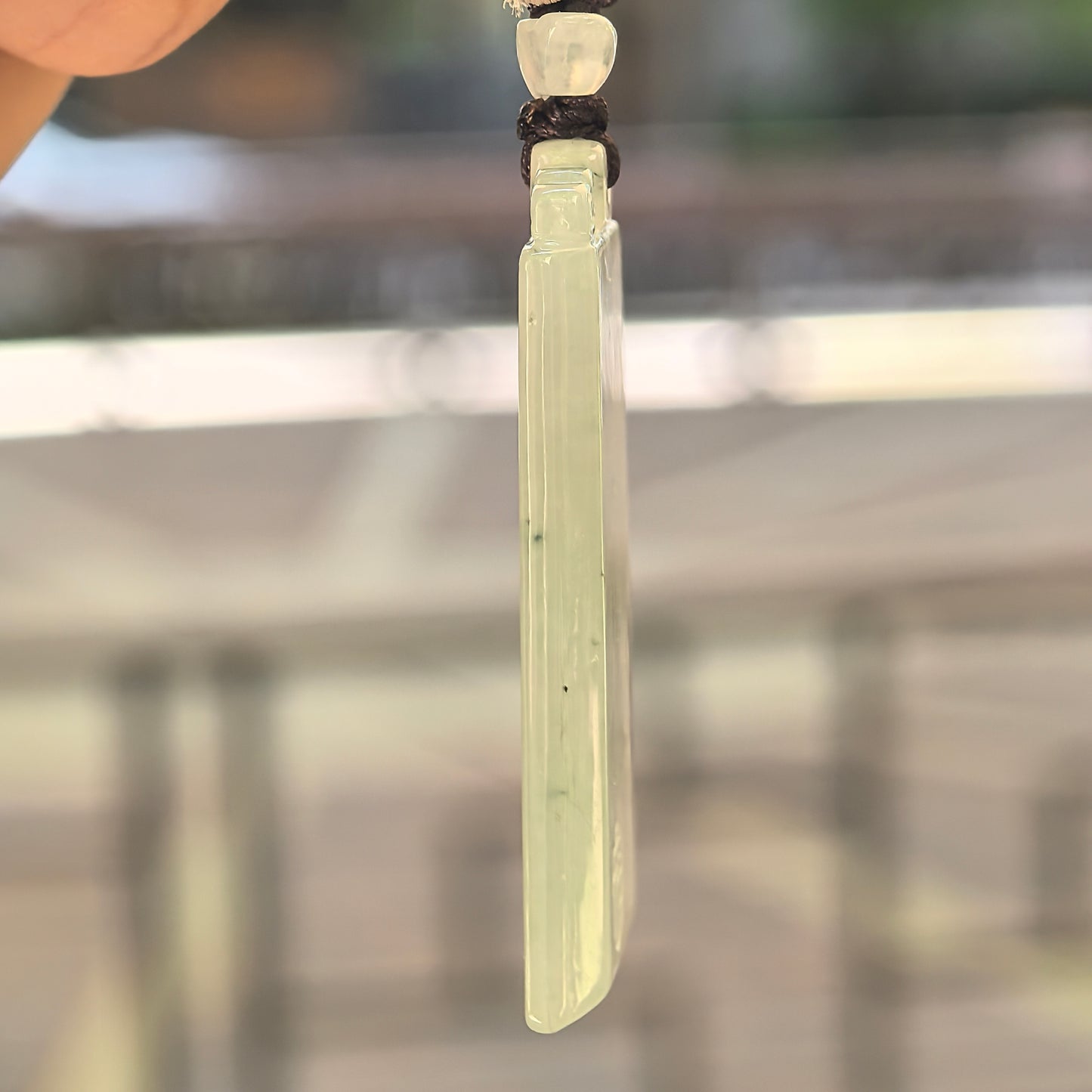 Natural Grade-A Icy Glutinous Light Green Plain Plaque Jadeite Pendant · Burmese Jade