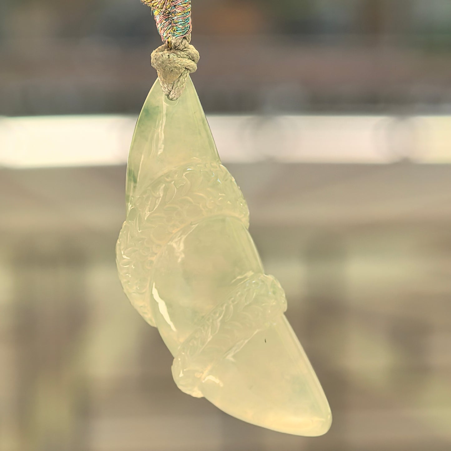 Natural Grade-A Icy Glutinous Light Green Snake Jadeite Pendant · Burmese Jade