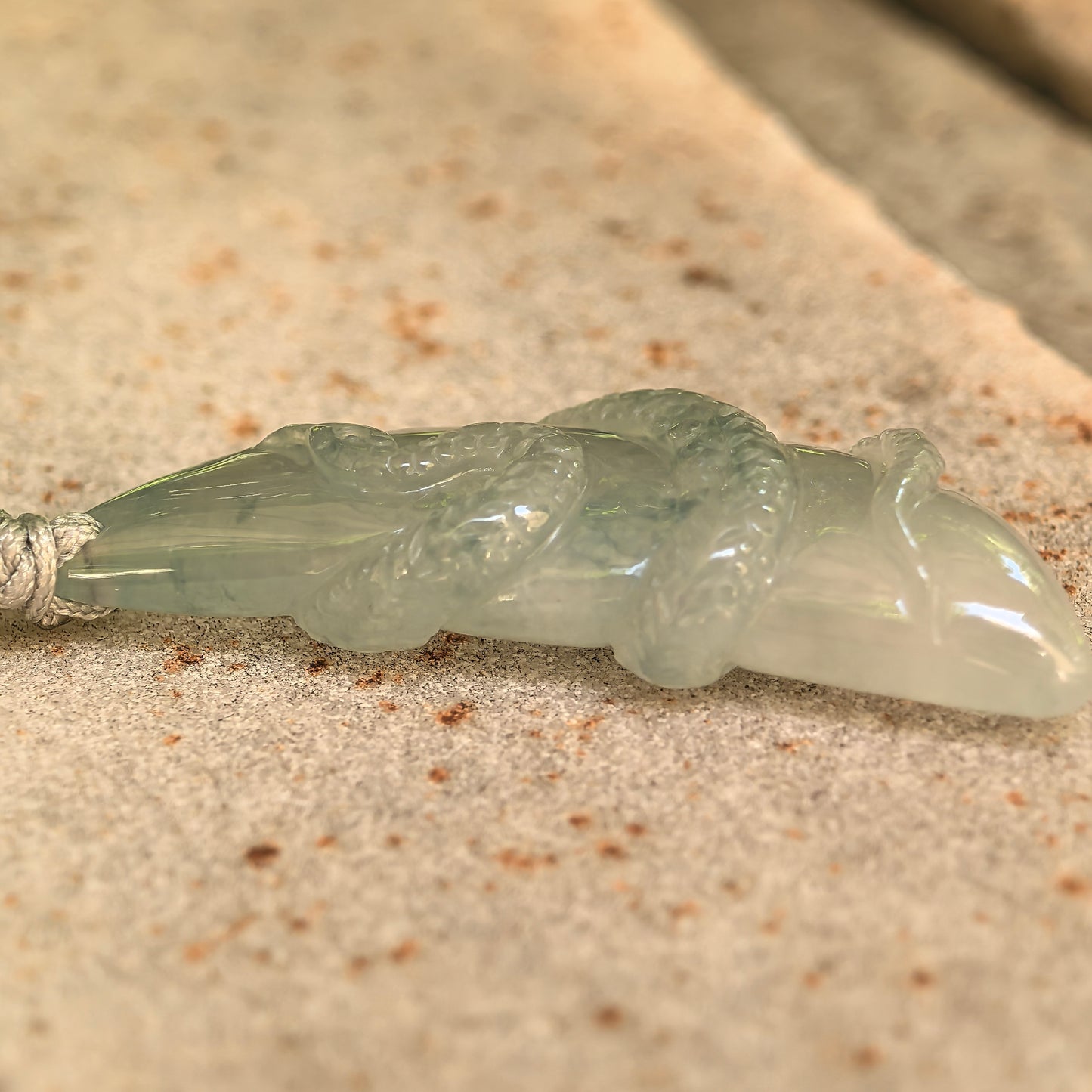 Natural Grade-A Icy Glutinous Light Green Snake Jadeite Pendant · Burmese Jade