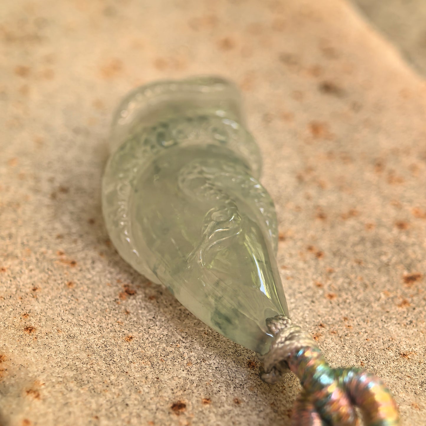 Natural Grade-A Icy Glutinous Light Green Snake Jadeite Pendant · Burmese Jade