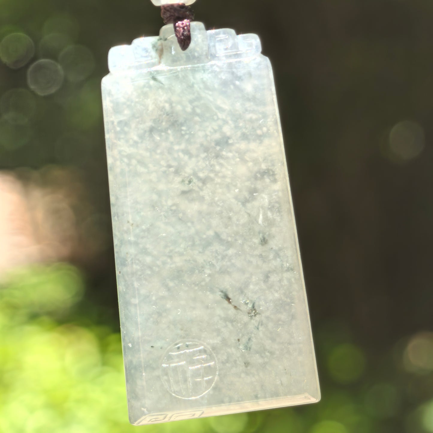 Natural Grade-A Icy Glutinous Light Green Plain Plaque Jadeite Pendant · Burmese Jade