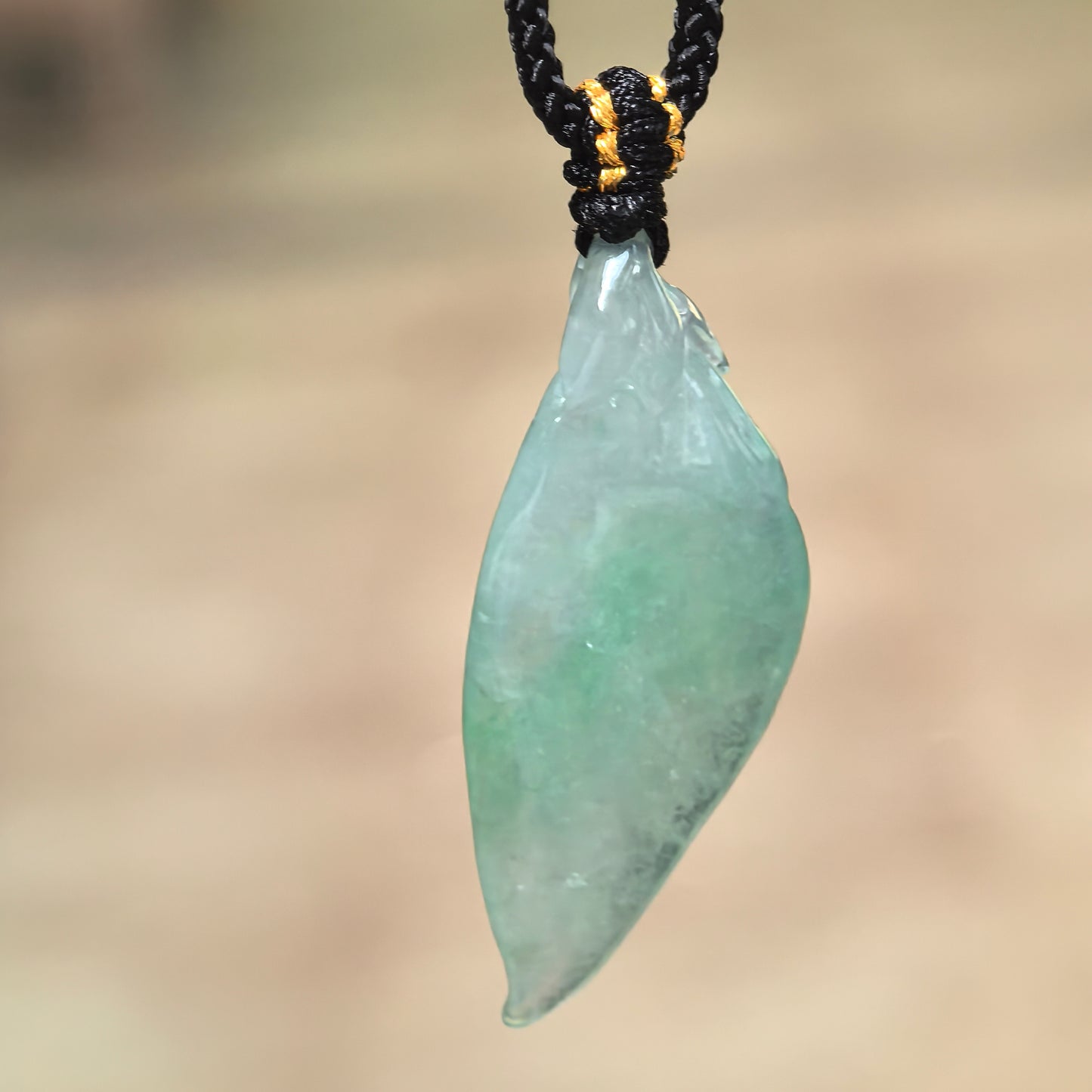 Natural Grade-A Icy Glutinous Light Green Leaf Jadeite Pendant · Burmese Jade